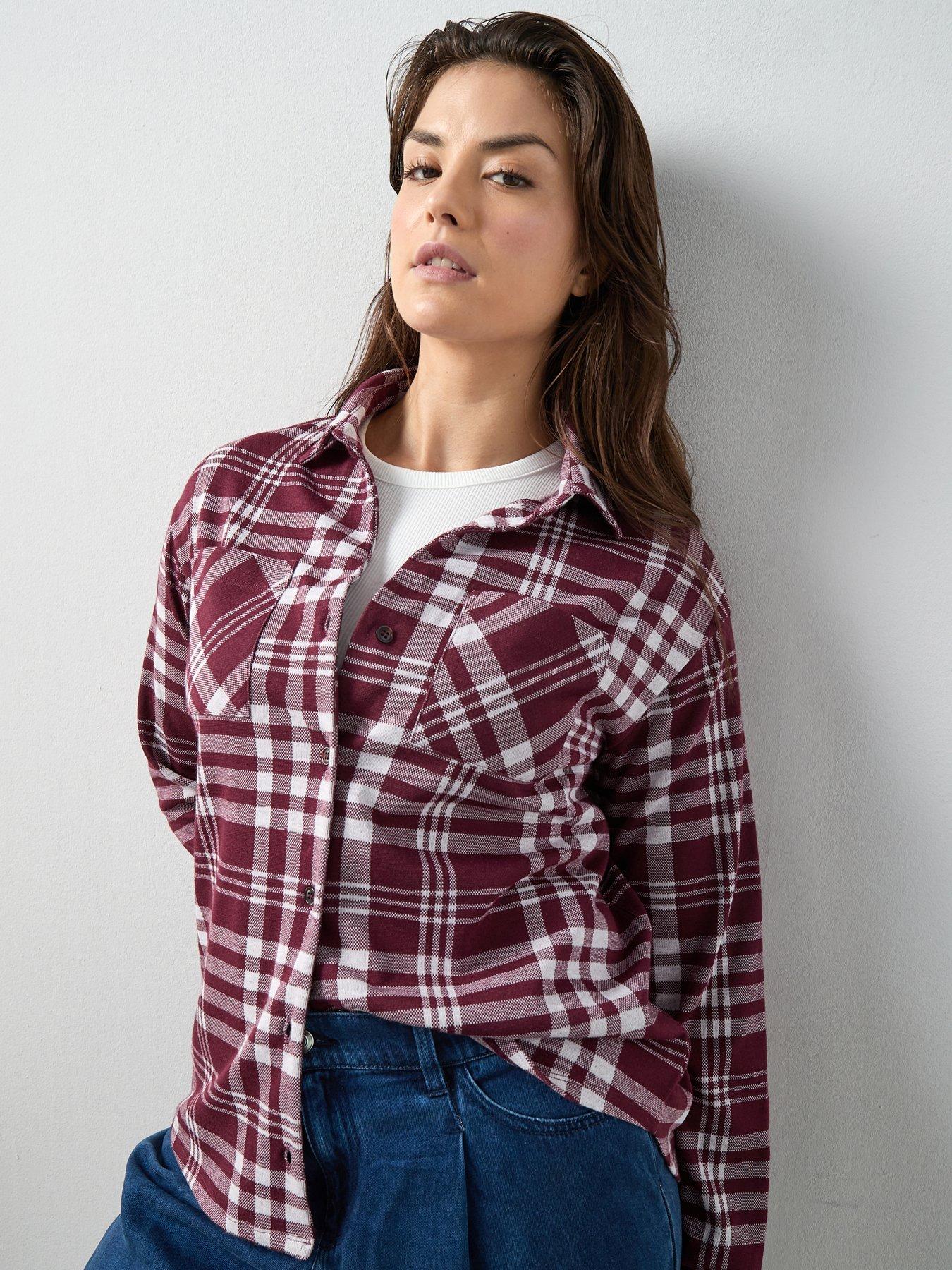 the-very-collection-curve-stretch-check-shirt-redfront