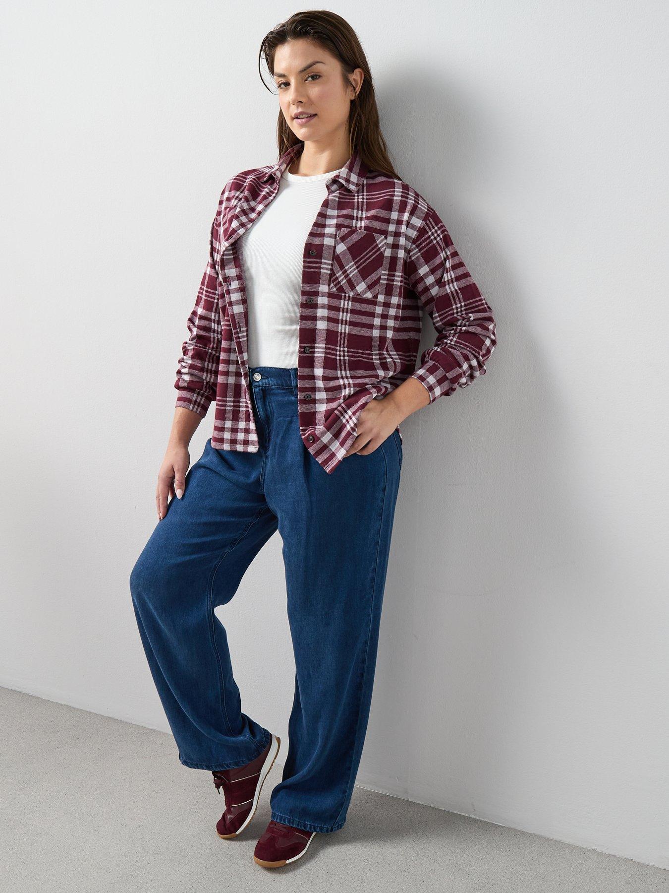 The Very Collection Curve Stretch Check Shirt - Red | Very Ireland