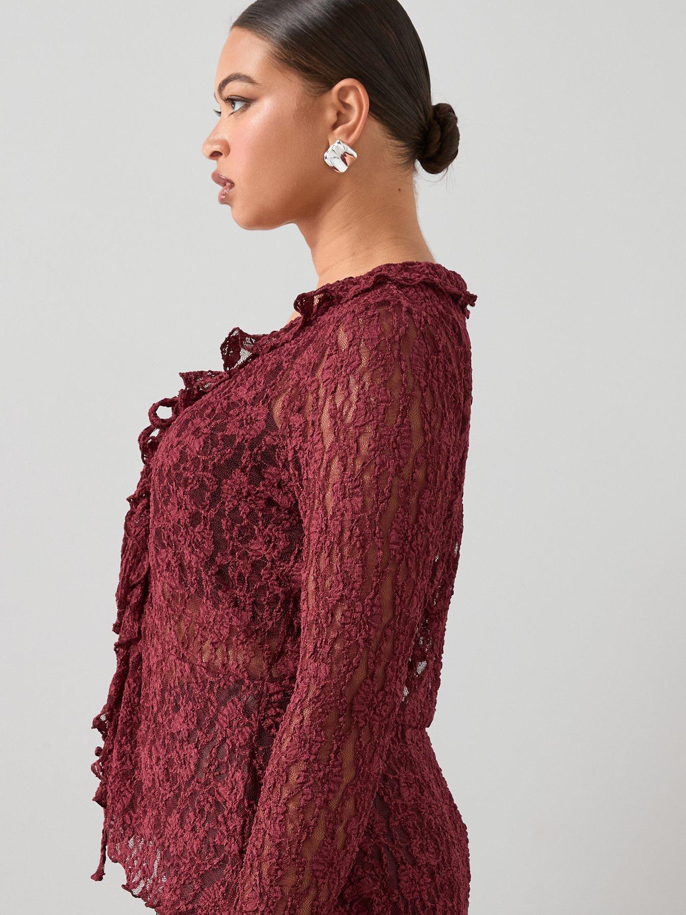 Image 6 of 6 of The Very Collection Curve Curve Lace Tie Top