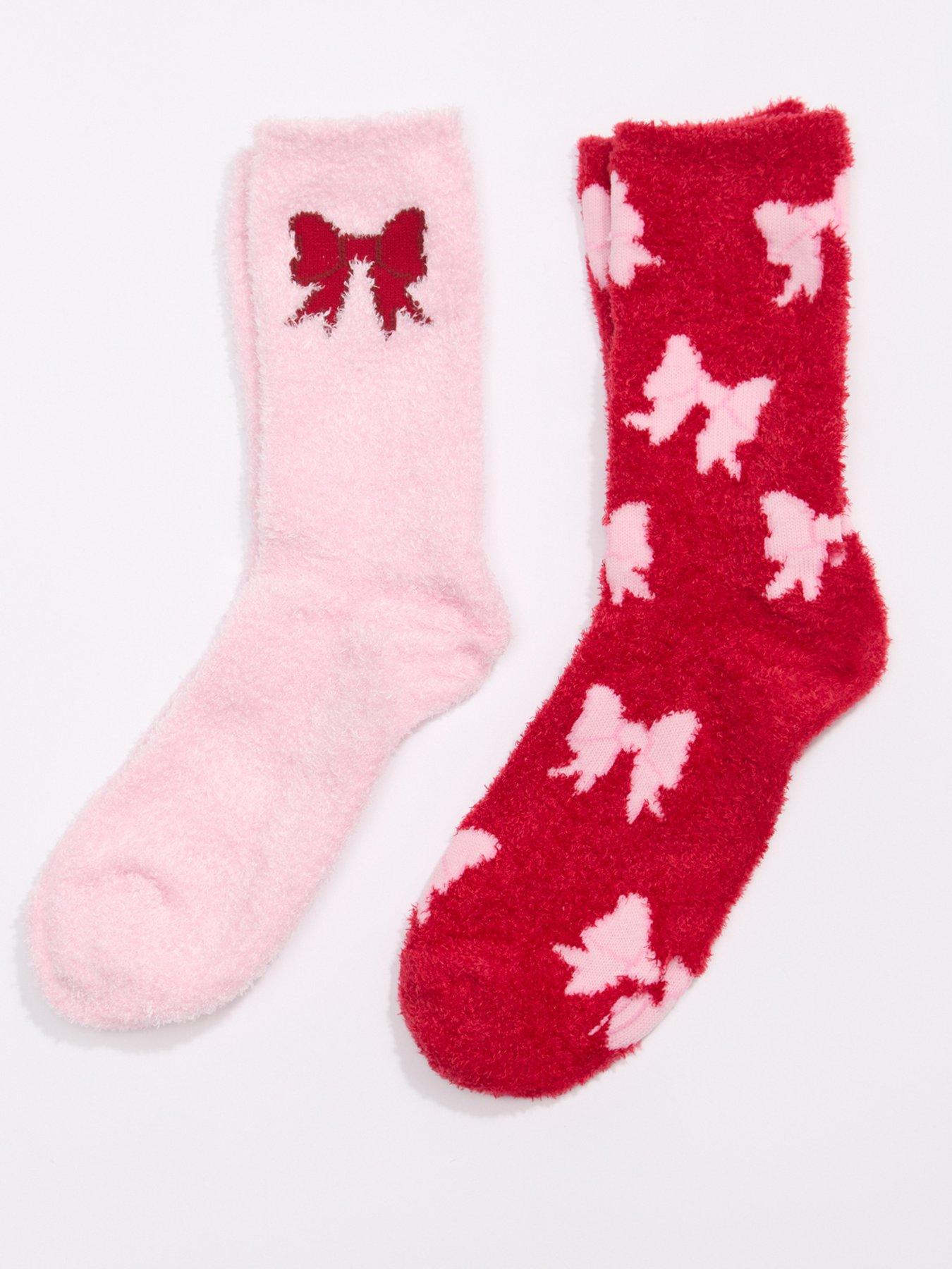 boux-avenue-bows-pack-of-two-cosy-socks-mix-red