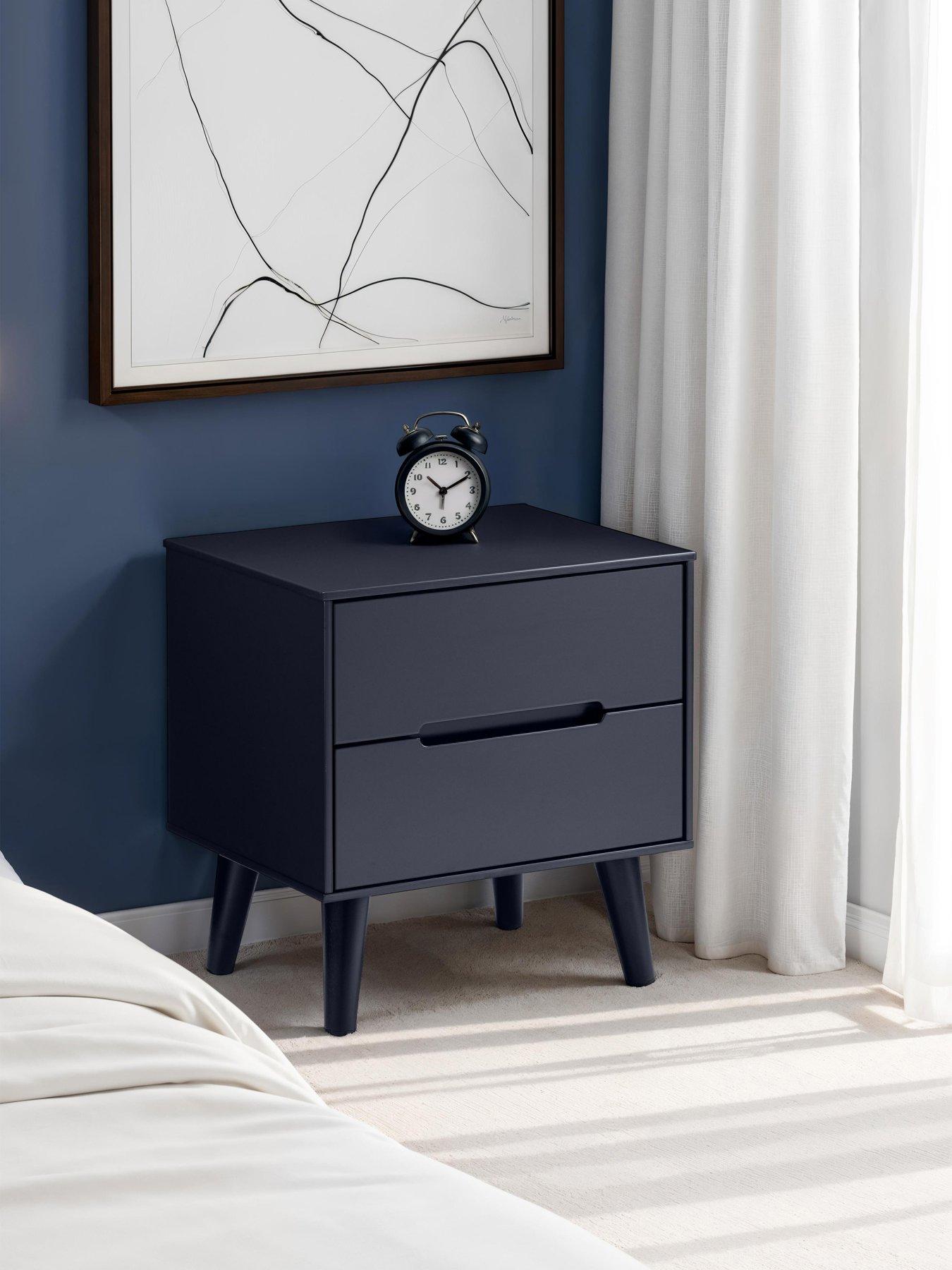 Julian Bowen Alicia 2 Drawer Bedside Table - Anthracite