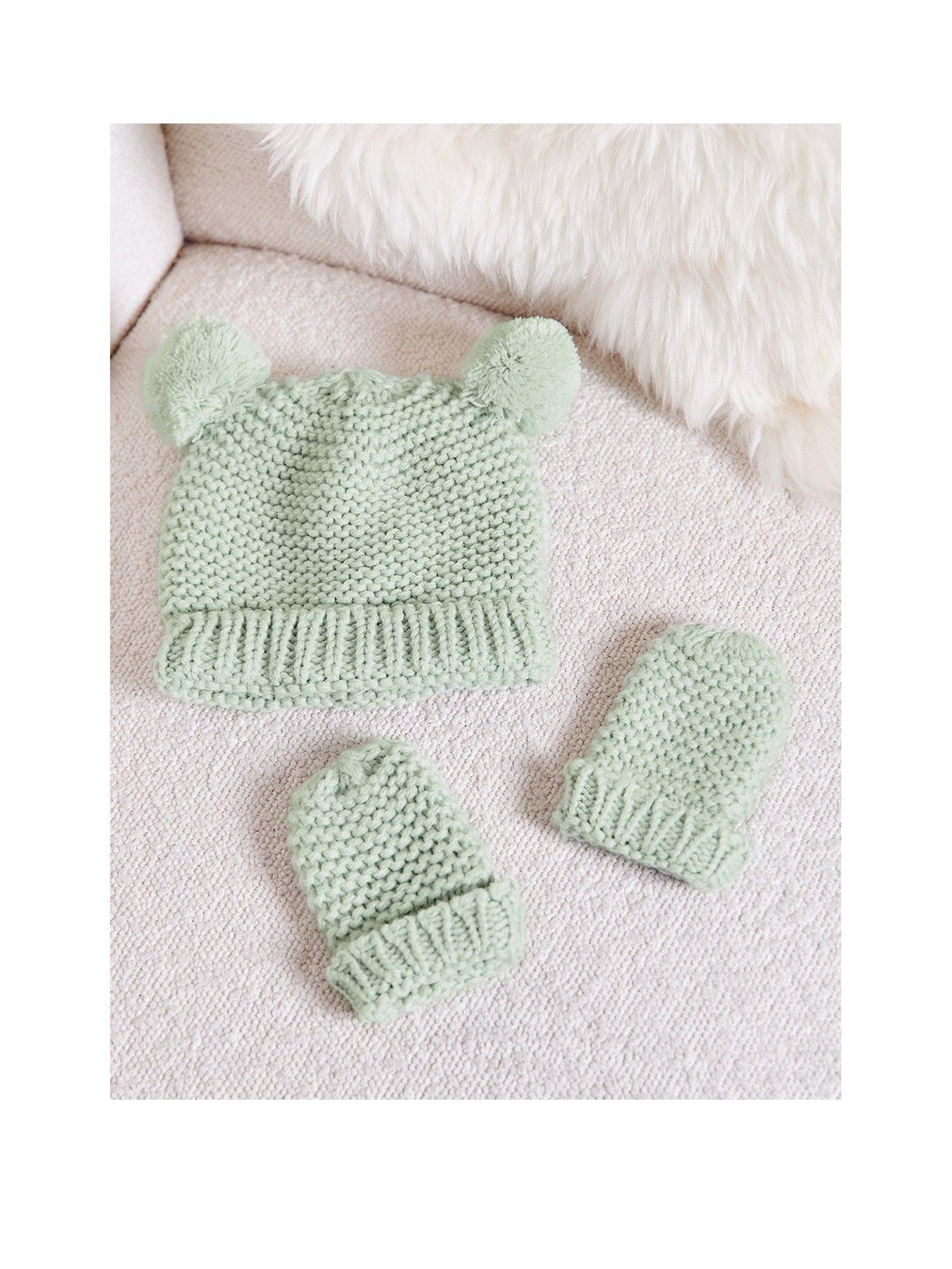 Katie Loxton KNITTED HAT  &  MITTENS SET , Light Sage