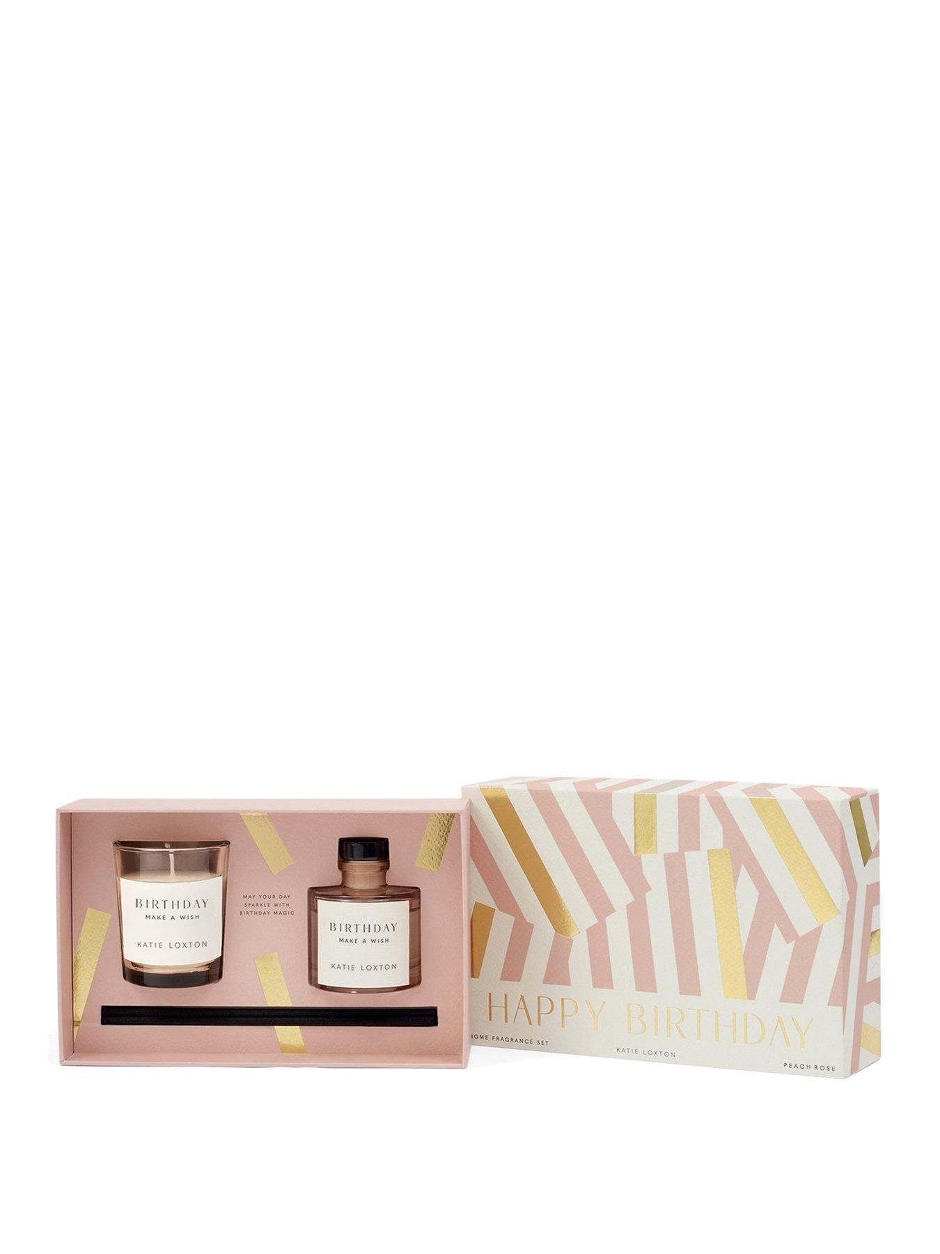 Katie Loxton MINI VOTIVE AND MINI REED DIFFUSER GIFT SET , HAPPY BIRTHDAY, Peach Rose and Sweet Mandarin