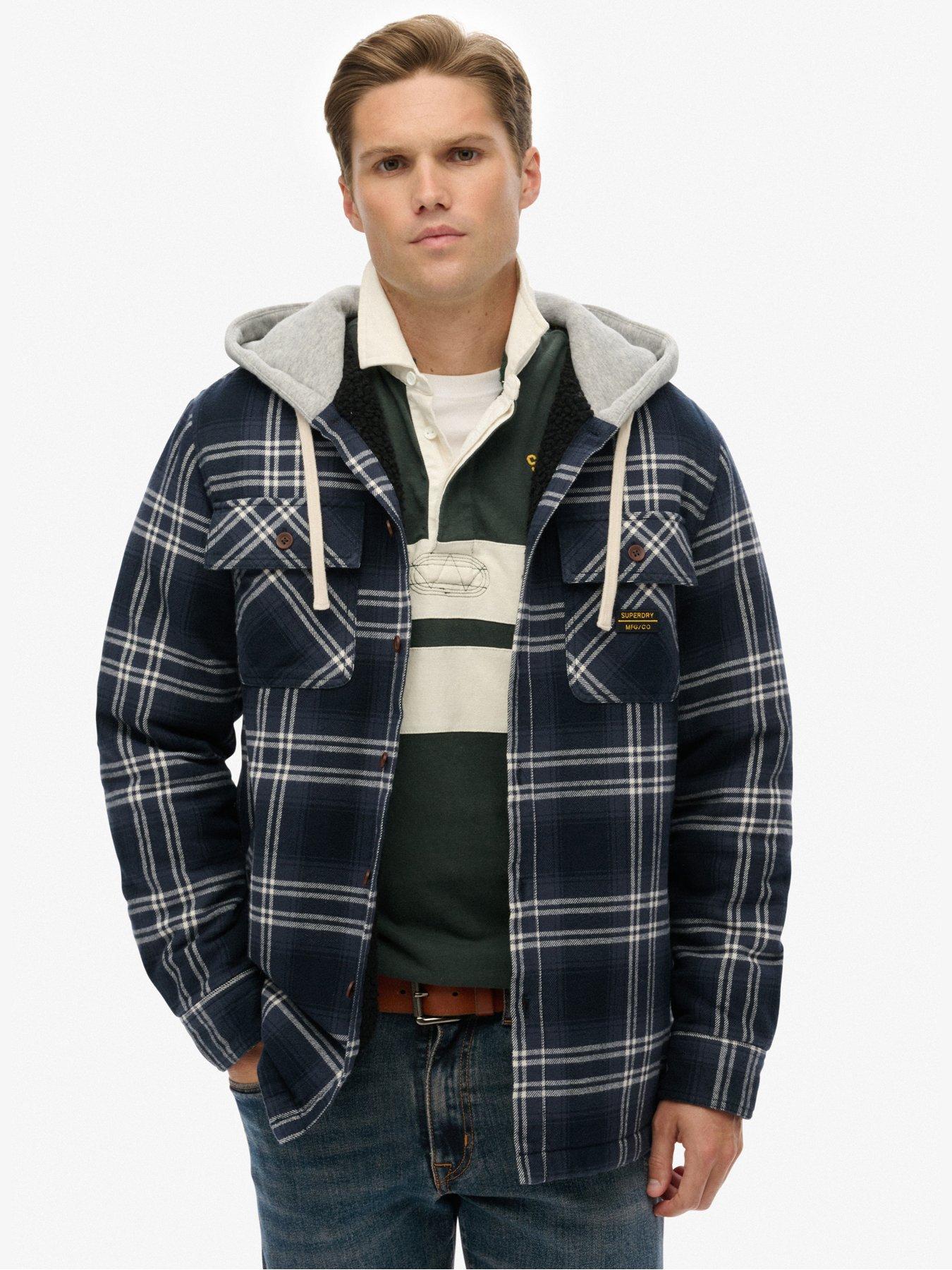 Image 1 of 5 of Superdry Surplus Hooded Check Shirt - Navy