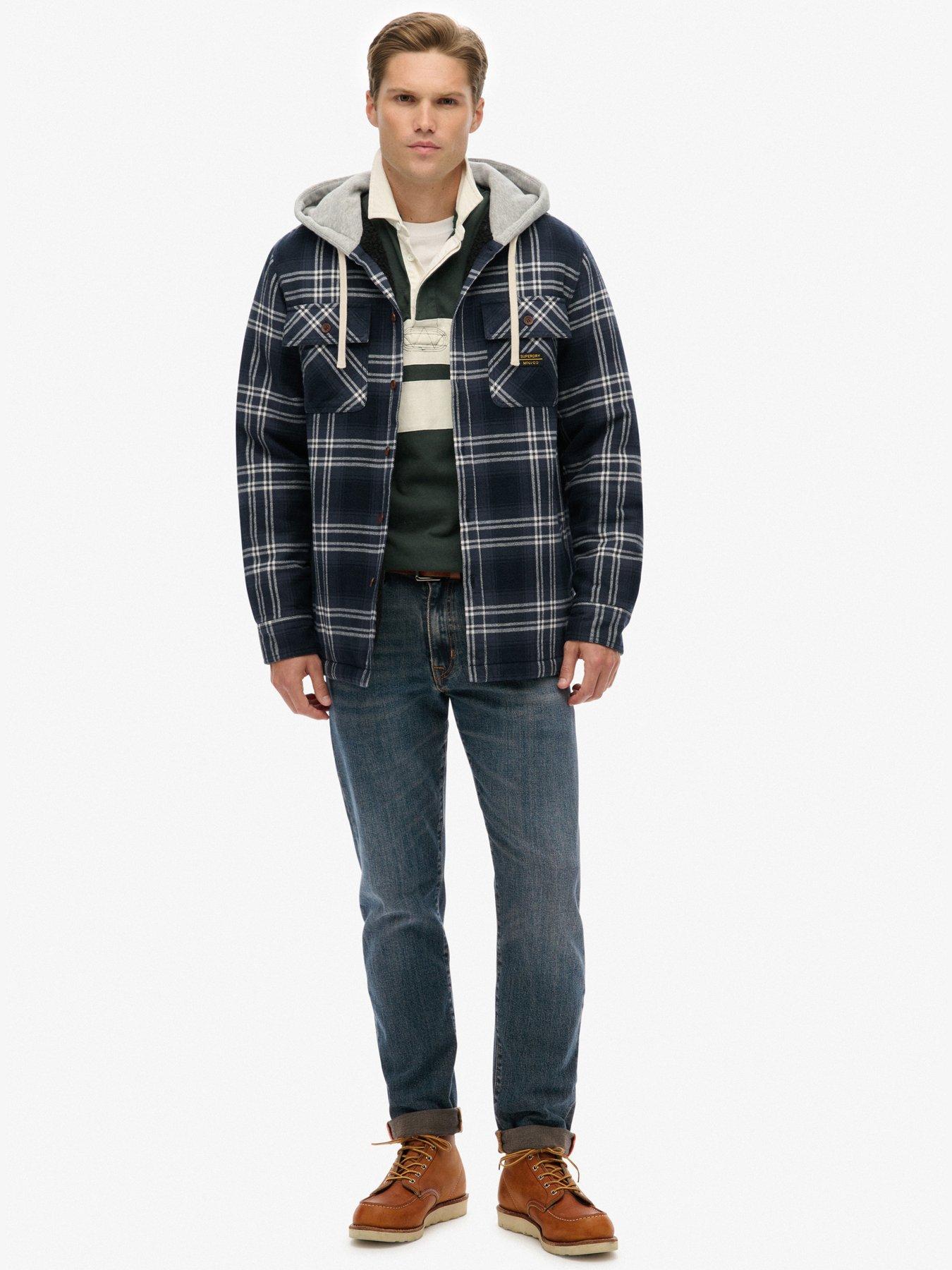Image 2 of 5 of Superdry Surplus Hooded Check Shirt - Navy