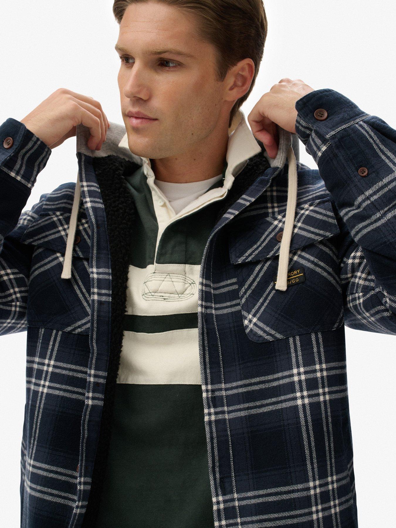 Image 3 of 5 of Superdry Surplus Hooded Check Shirt - Navy