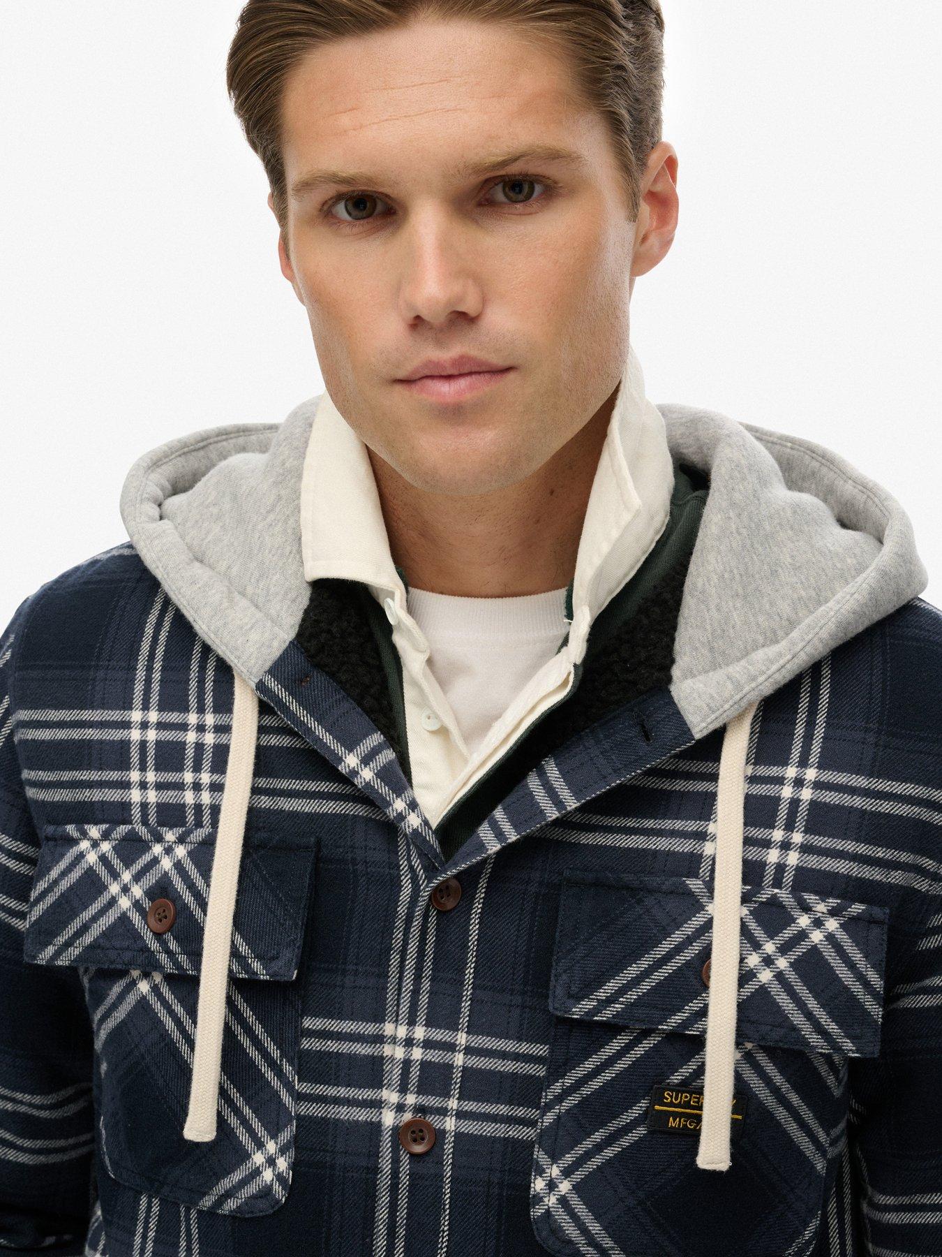 Image 4 of 5 of Superdry Surplus Hooded Check Shirt - Navy
