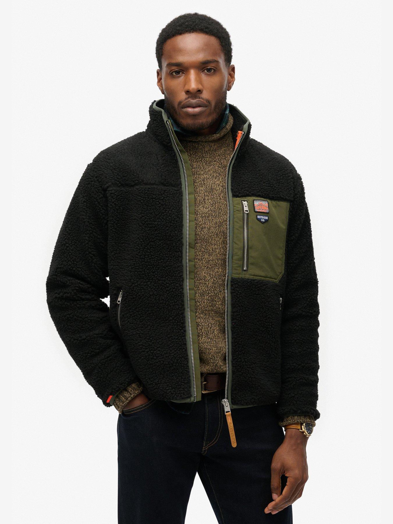 Image 1 of 6 of Superdry Vinage Retro Full Zip Fleece Jacket - Black