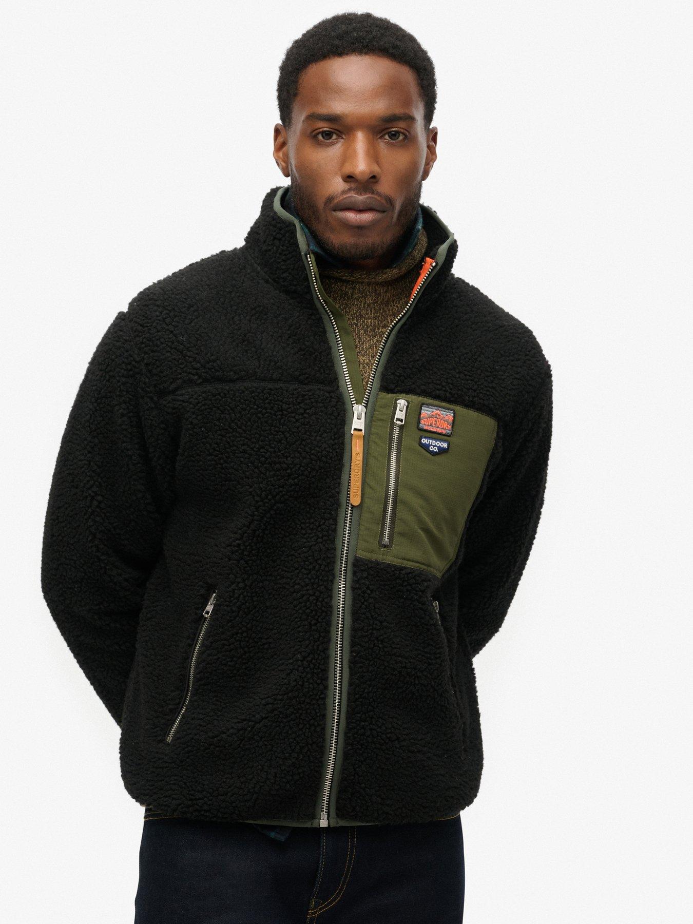 Image 2 of 6 of Superdry Vinage Retro Full Zip Fleece Jacket - Black