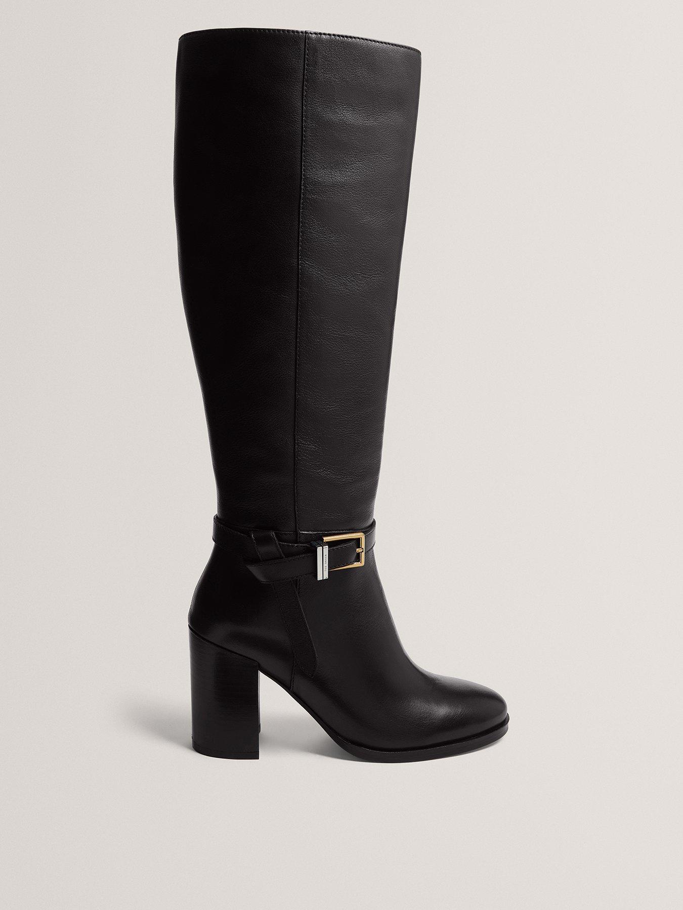 Ted Baker Belt Detail Over Knee Boots - Black