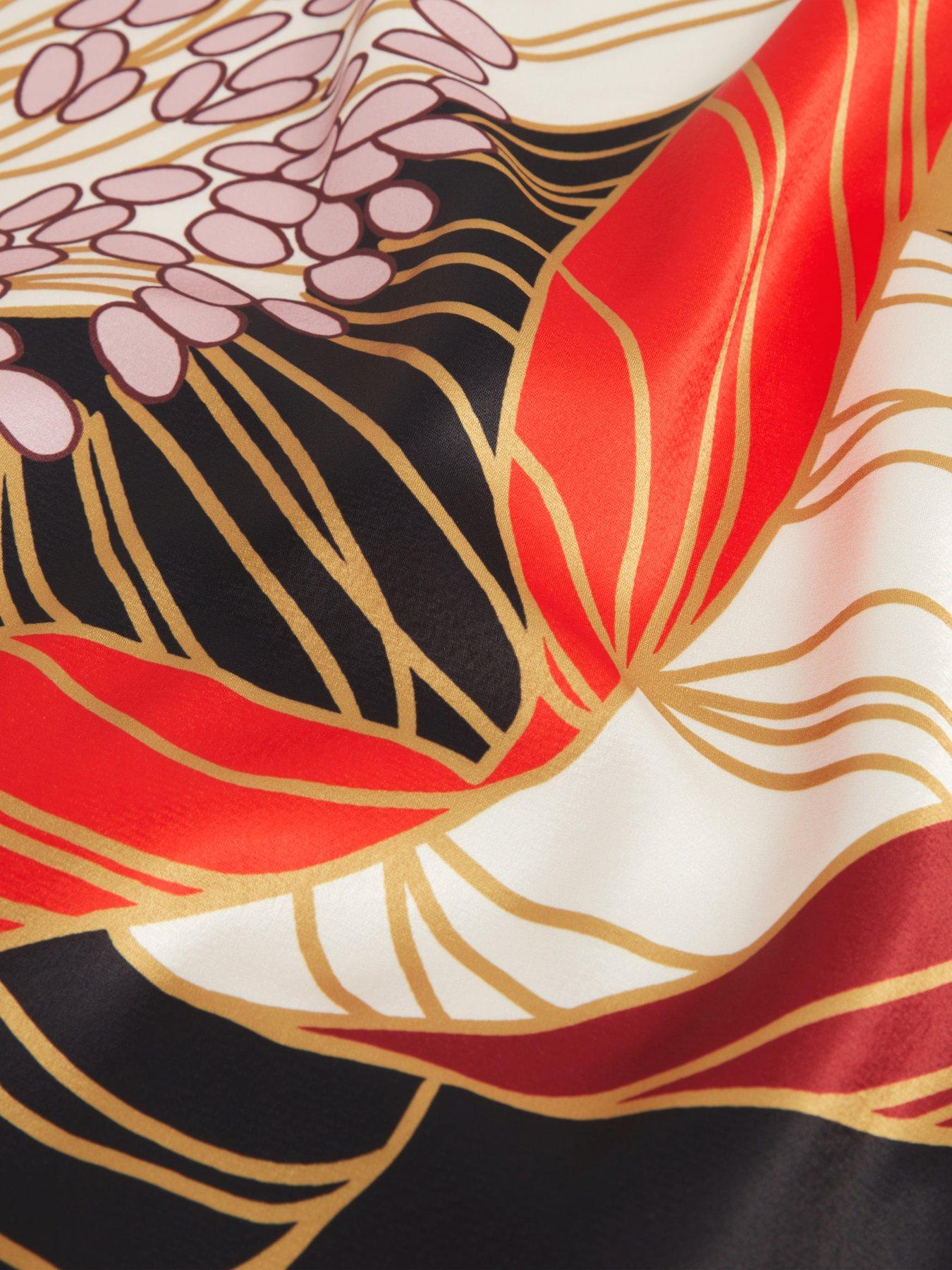 Image 5 of 6 of Ted Baker Print Long Sleeve Midi Dress - Black