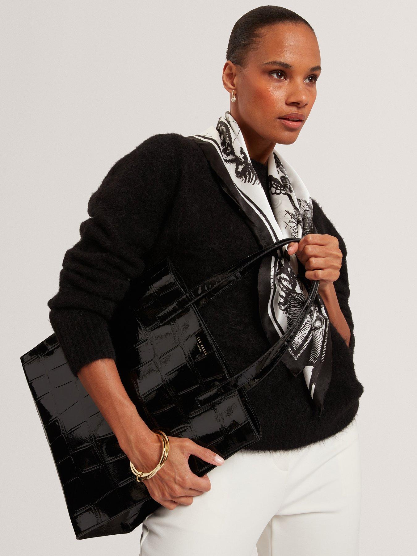 Image 2 of 5 of Ted Baker Croc Effect Large Icon Bag - Black