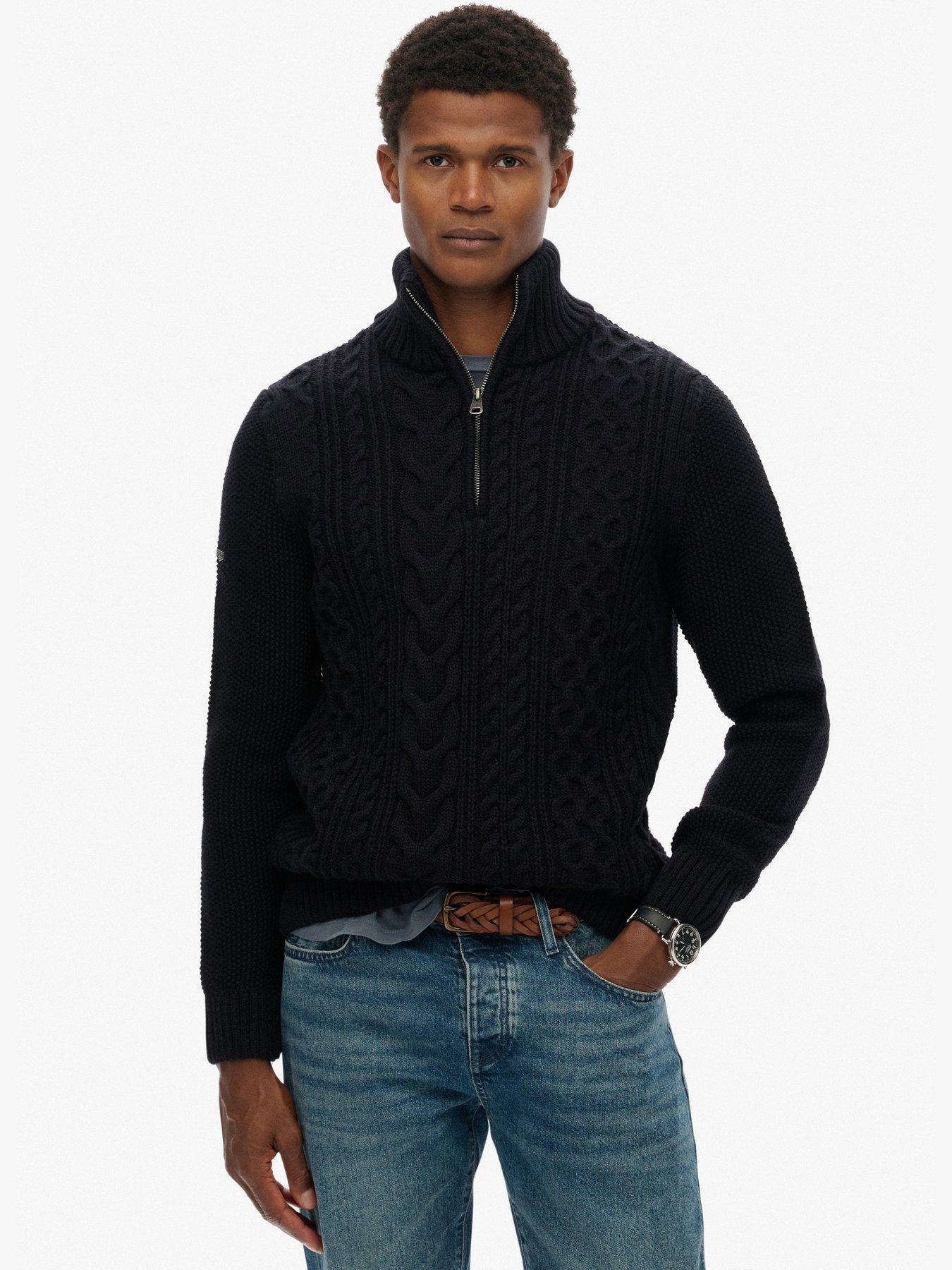 superdry-jacob-cable-half-zip-knitted-jumper-navy