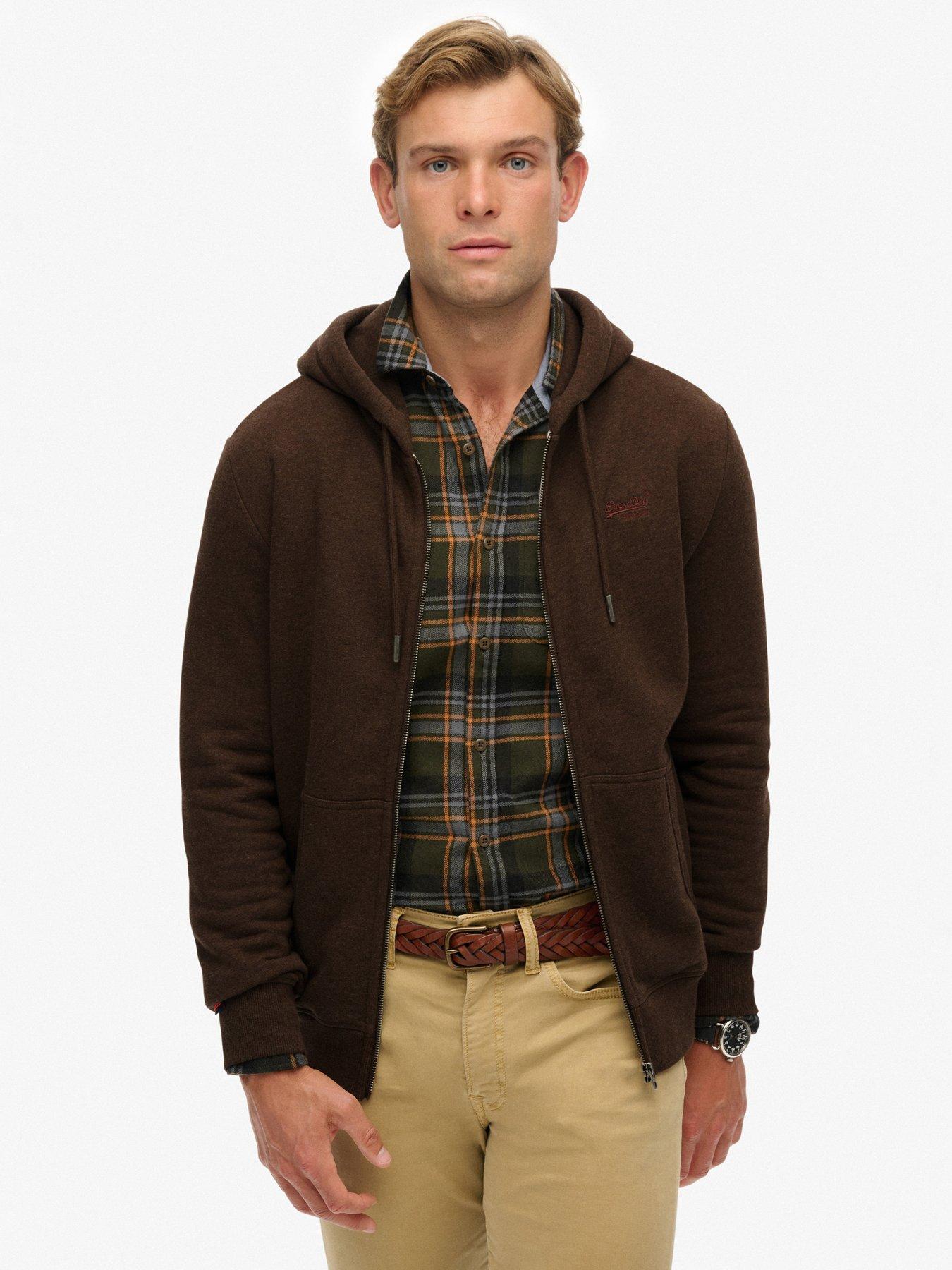 Superdry Essential Logo Zip Hoodie - Brown