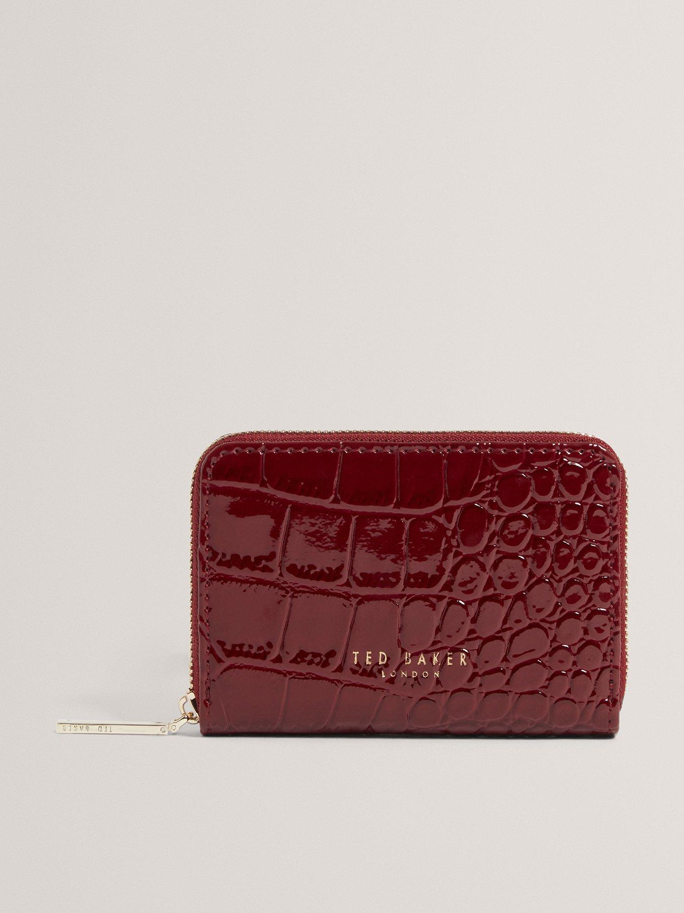 ted-baker-croc-effect-small-zip-around-wallet-blackfront