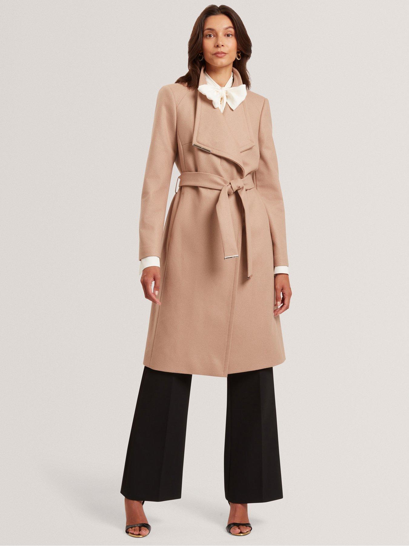 Ted Baker Mid Length Belted Wool Wrap Coat - Brown