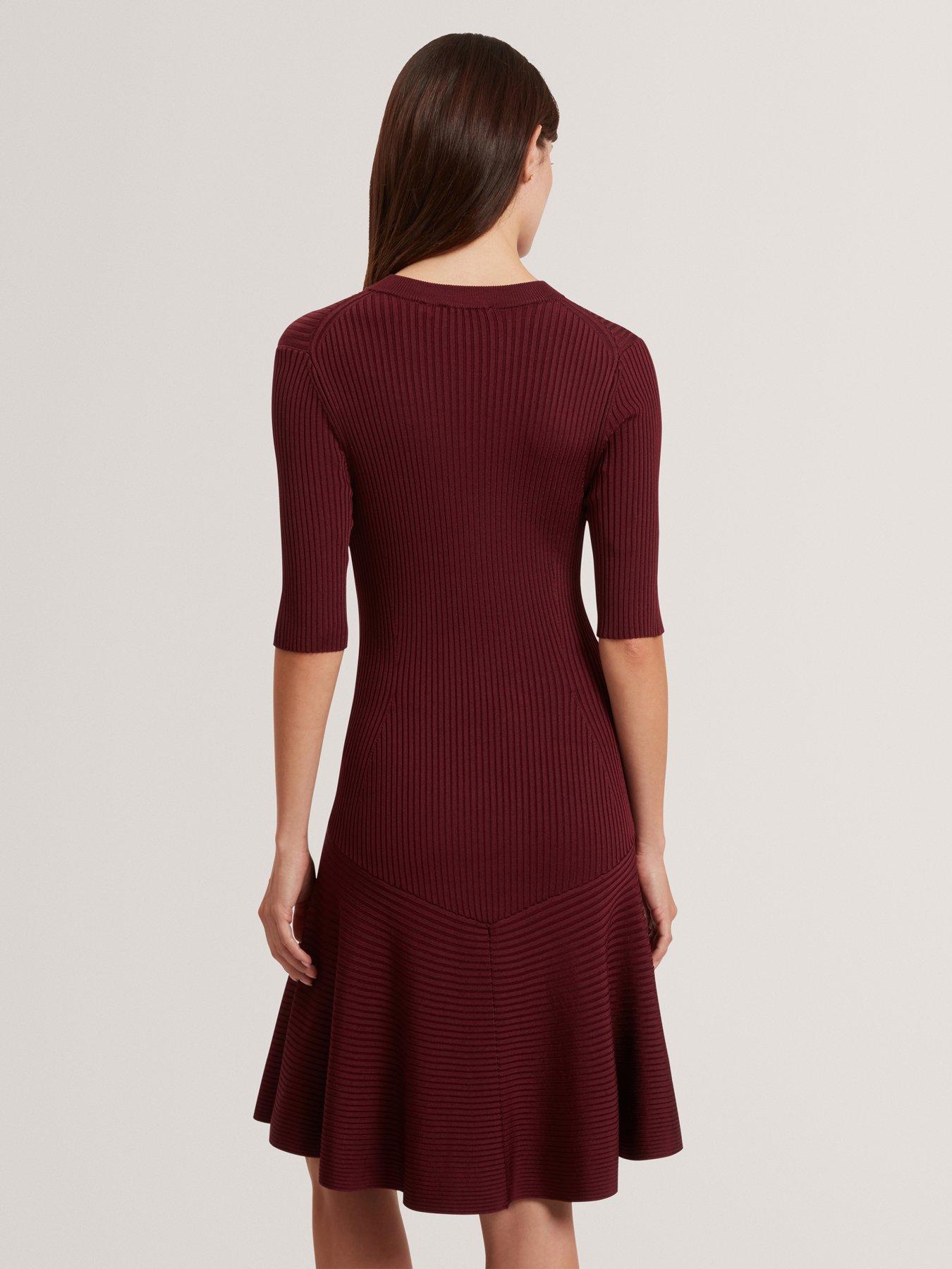 ted-baker-short-sleeve-knitted-mini-dress-redstillFront