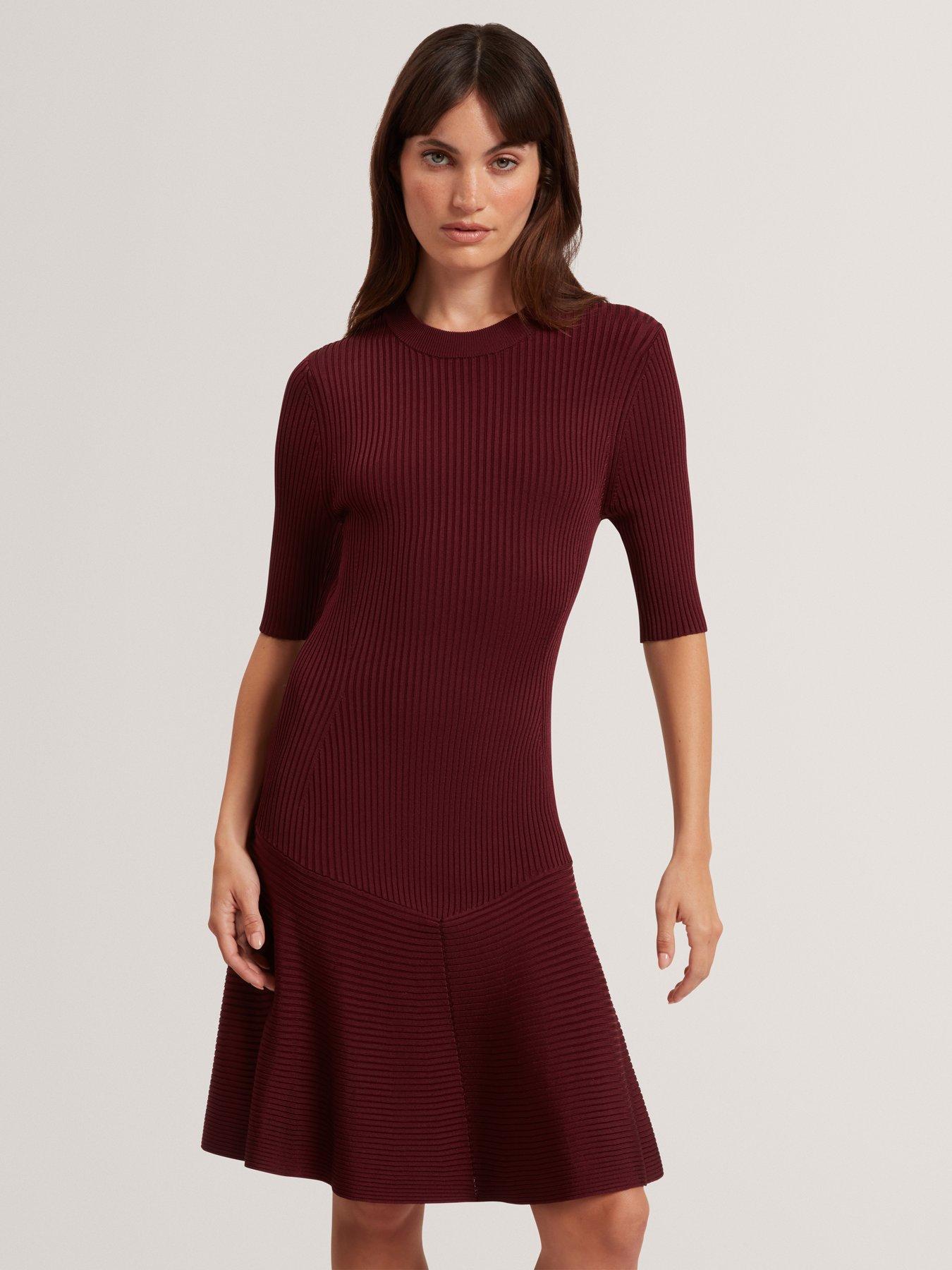 ted-baker-short-sleeve-knitted-mini-dress-redback