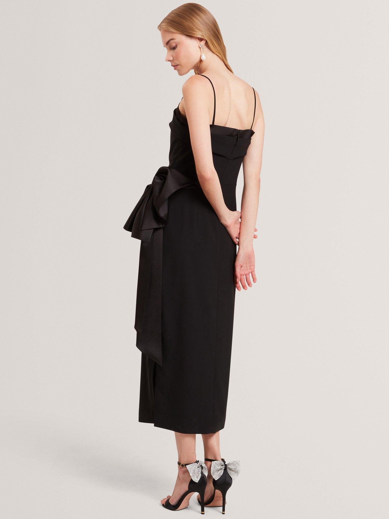 Image 2 of 6 of Ted Baker Tailored Sleeveless Dress With Satin Bow - Black
