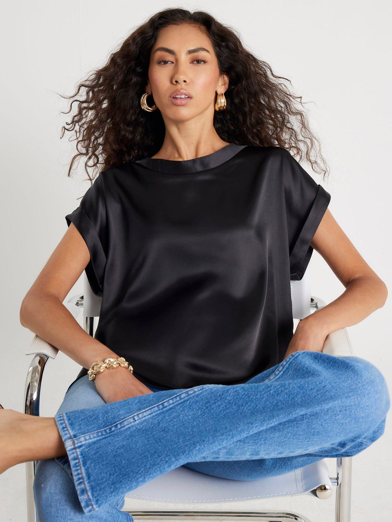 river-island-short-sleeve-satin-turn-back-cuff-t-shirt-black