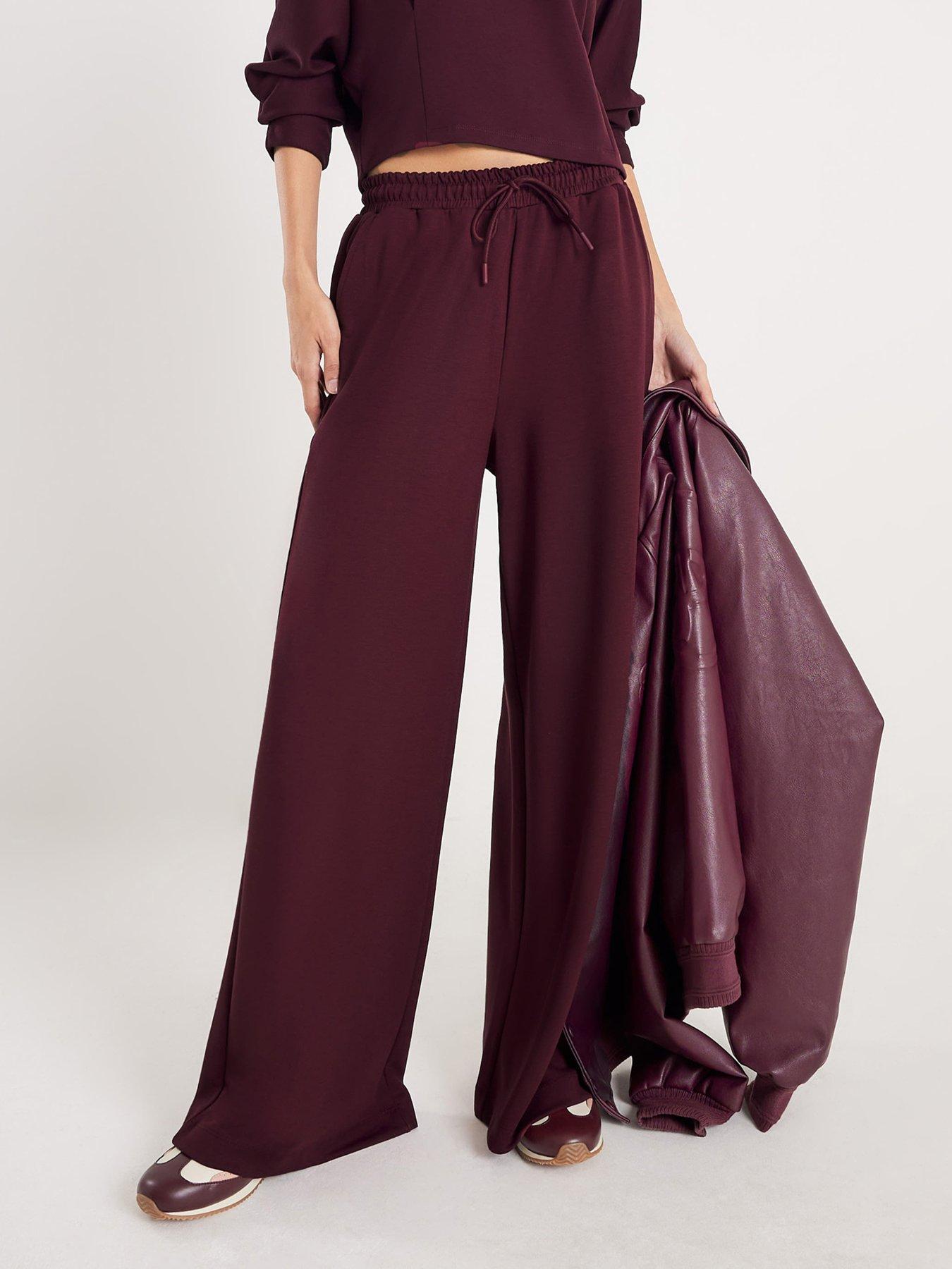 River Island High Waisted Clean Premium Wide Leg Jogger - Red