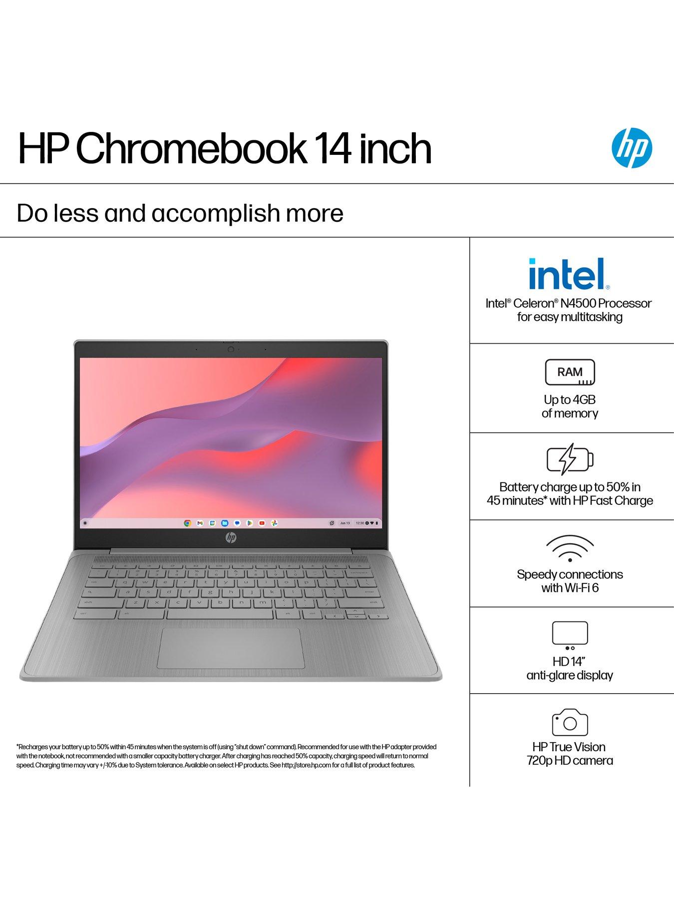 Image 2 of 8 of HP Chromebook 14a-ne1000na - 14 in - Intel&reg; Celeron N4500 - 4GB RAM - 64GB - Grey