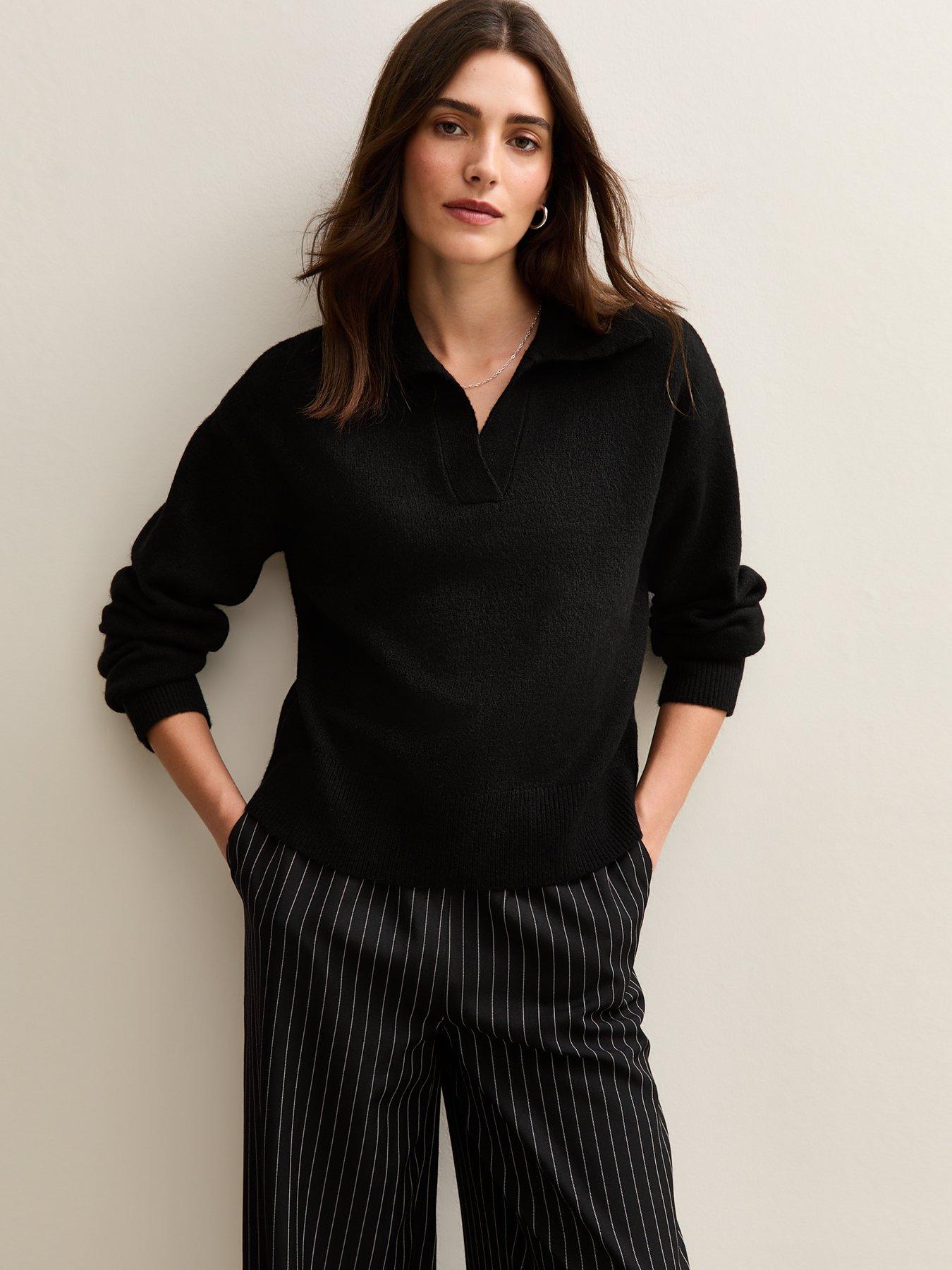 new-look-black-midweight-knit-polo-jumper