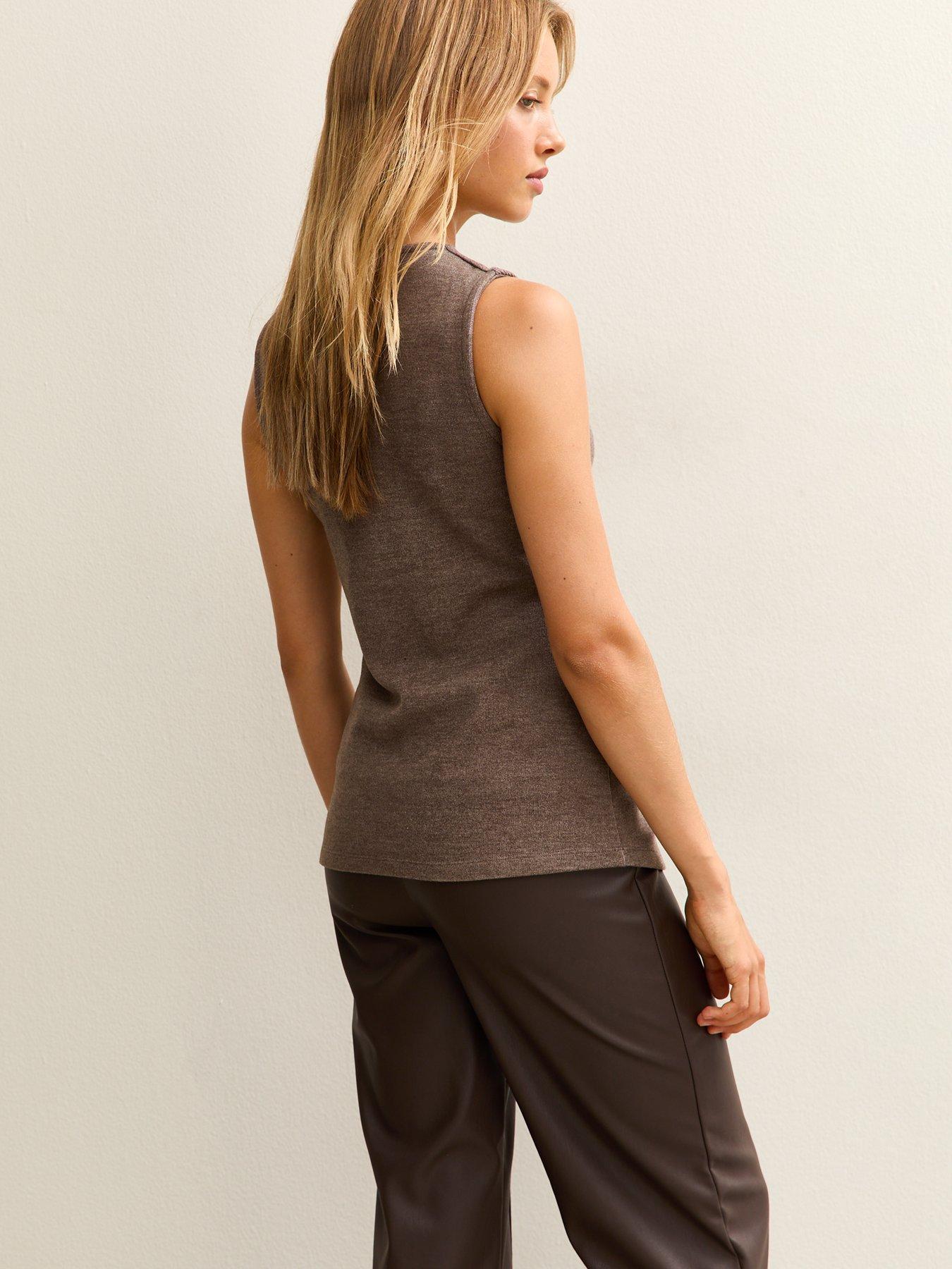 Image 2 of 5 of New Look Soft Touch Button Up Waistcoat - Beige