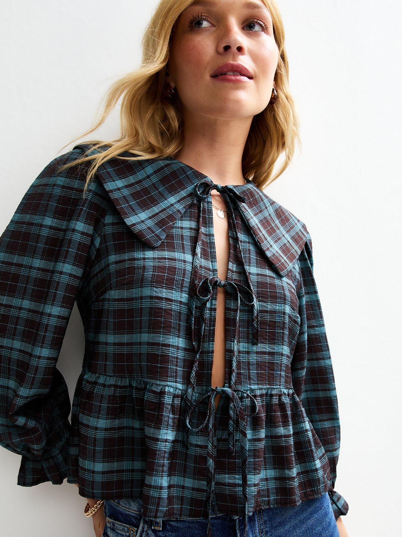 new-look-checked-tie-up-shirt-browndetail