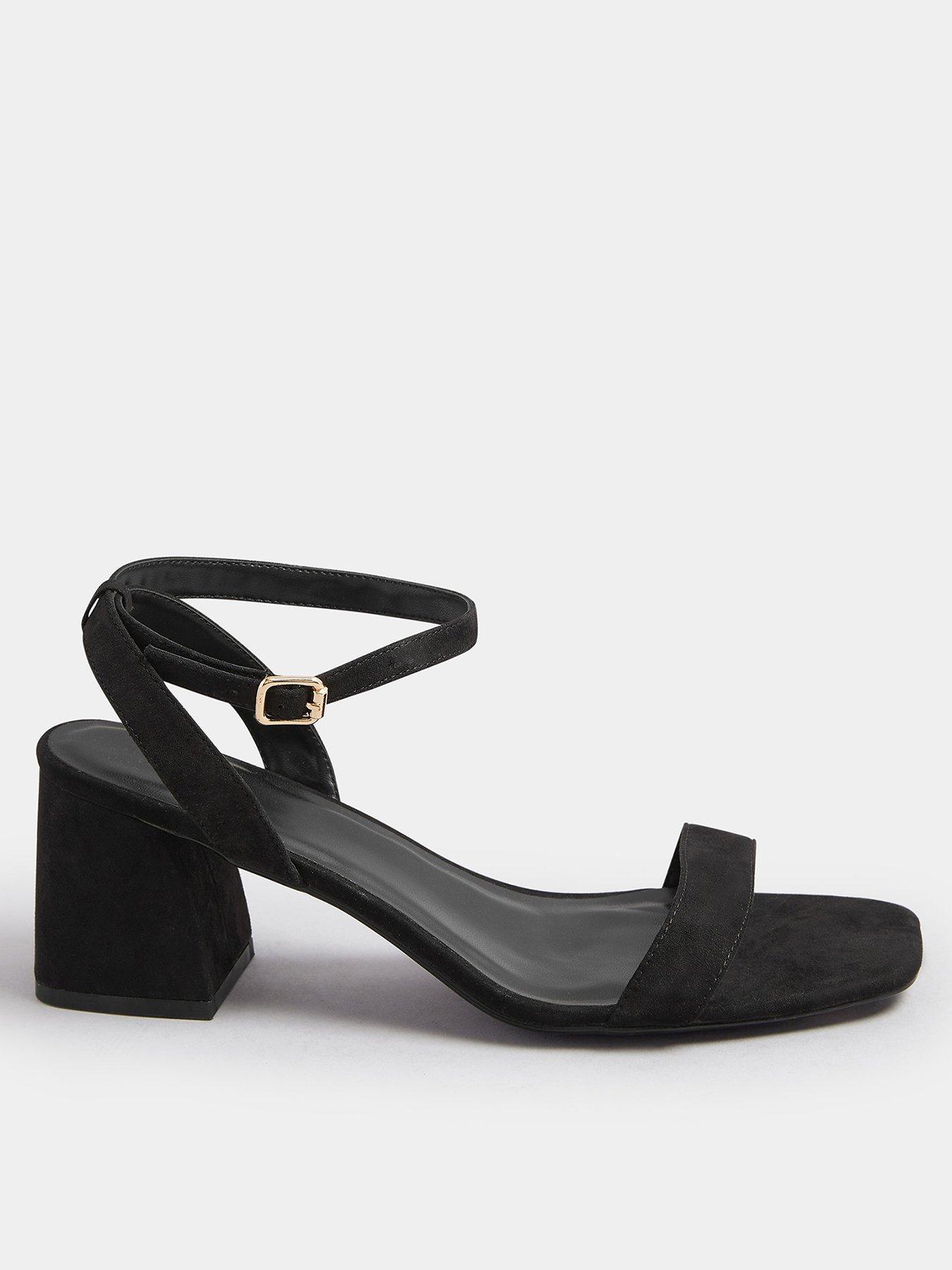 Yours Extra Wide Fit Two Part Block Heel Sandal - Black