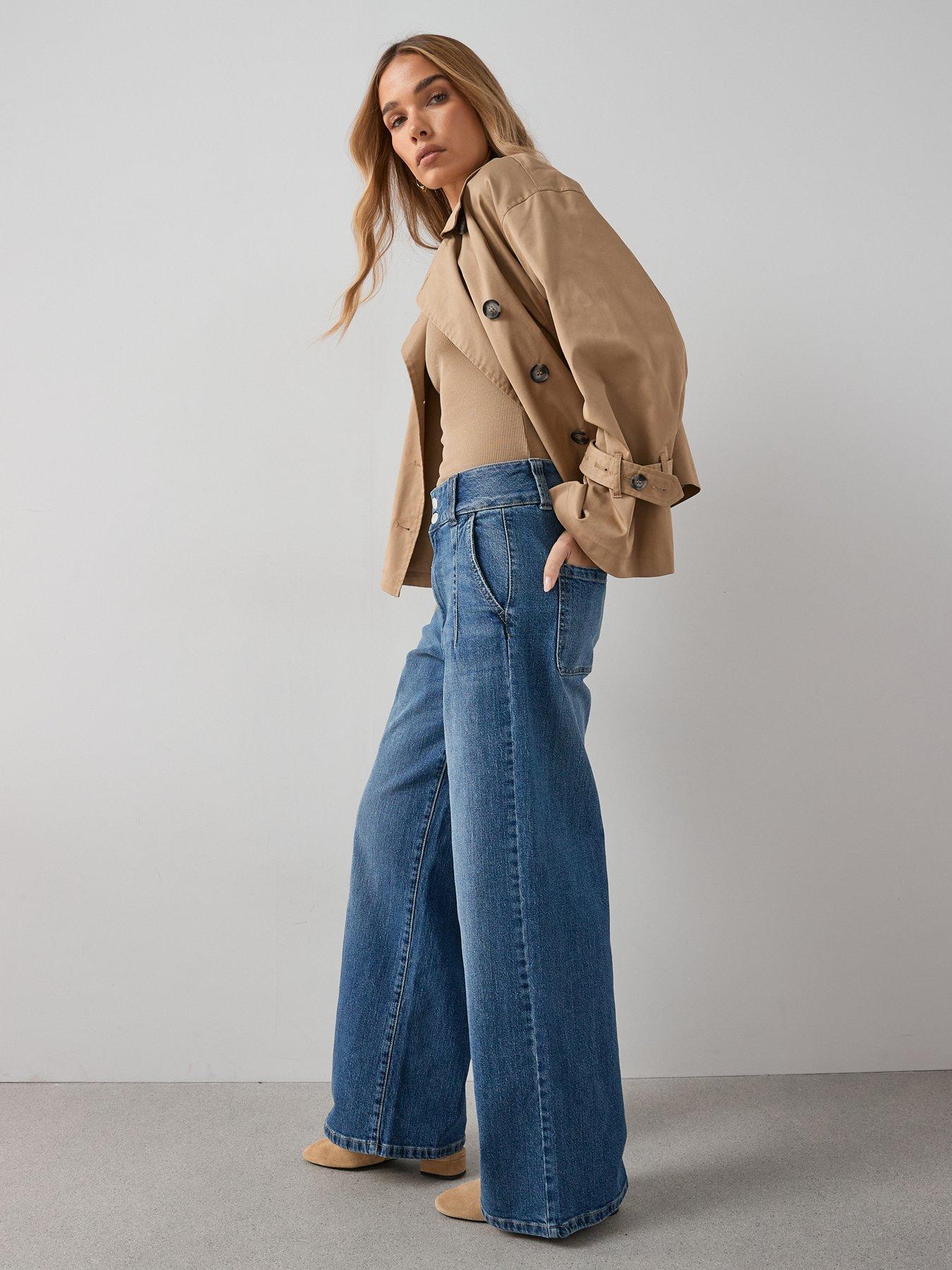 The Very Collection High Waist Wide Leg Jeans - Mid Wash