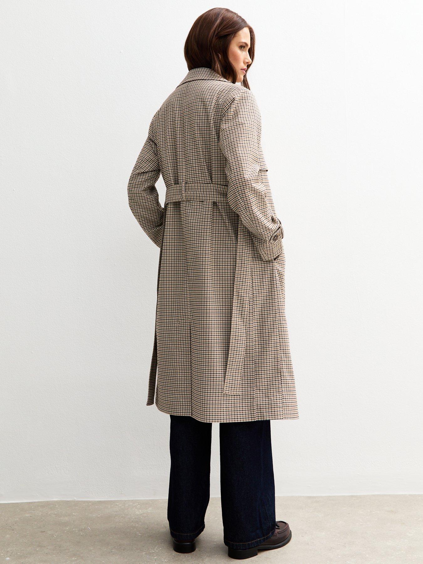 new-look-brown-check-pattern-trench-coatstillFront