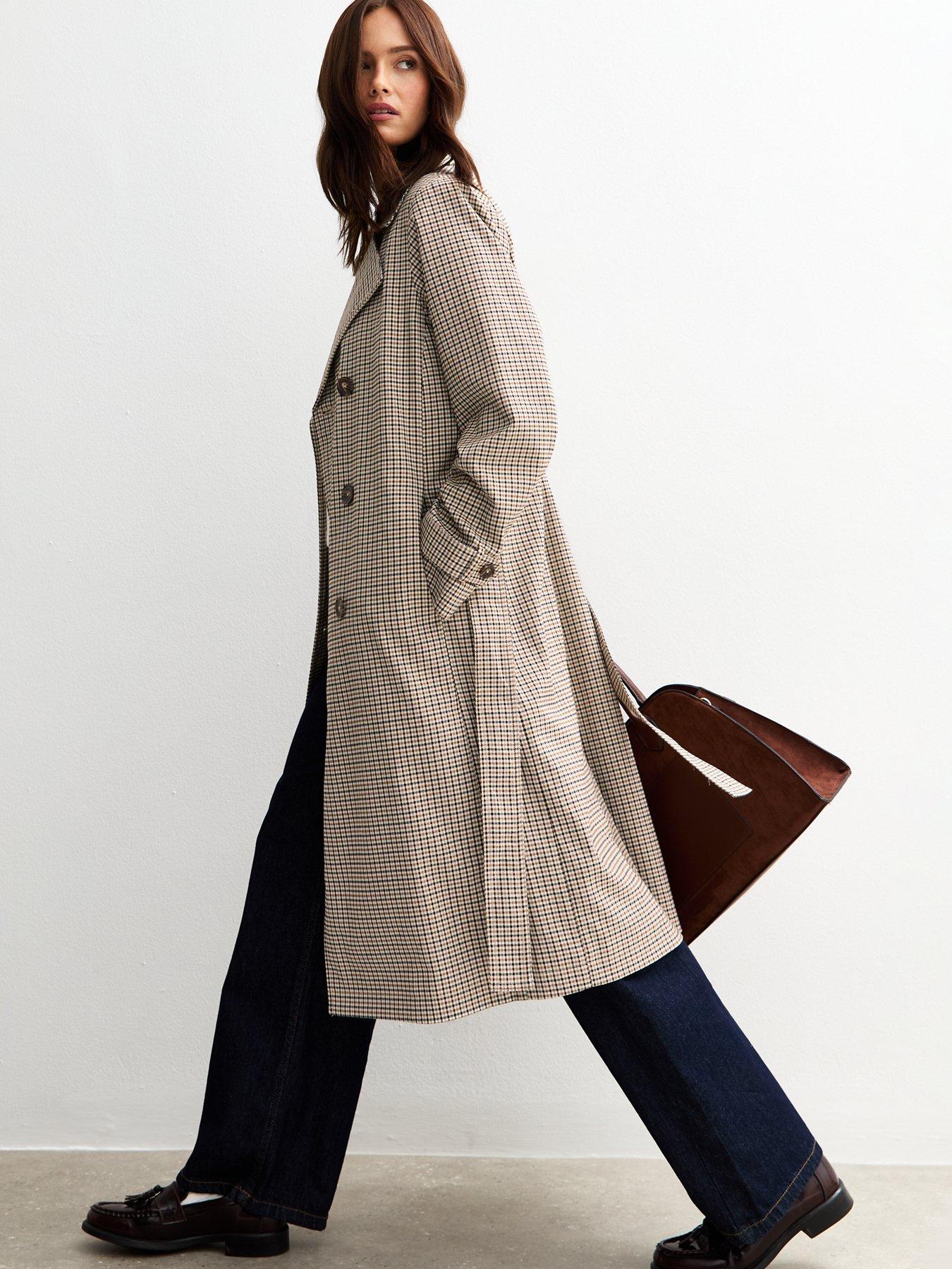 new-look-brown-check-pattern-trench-coatoutfit