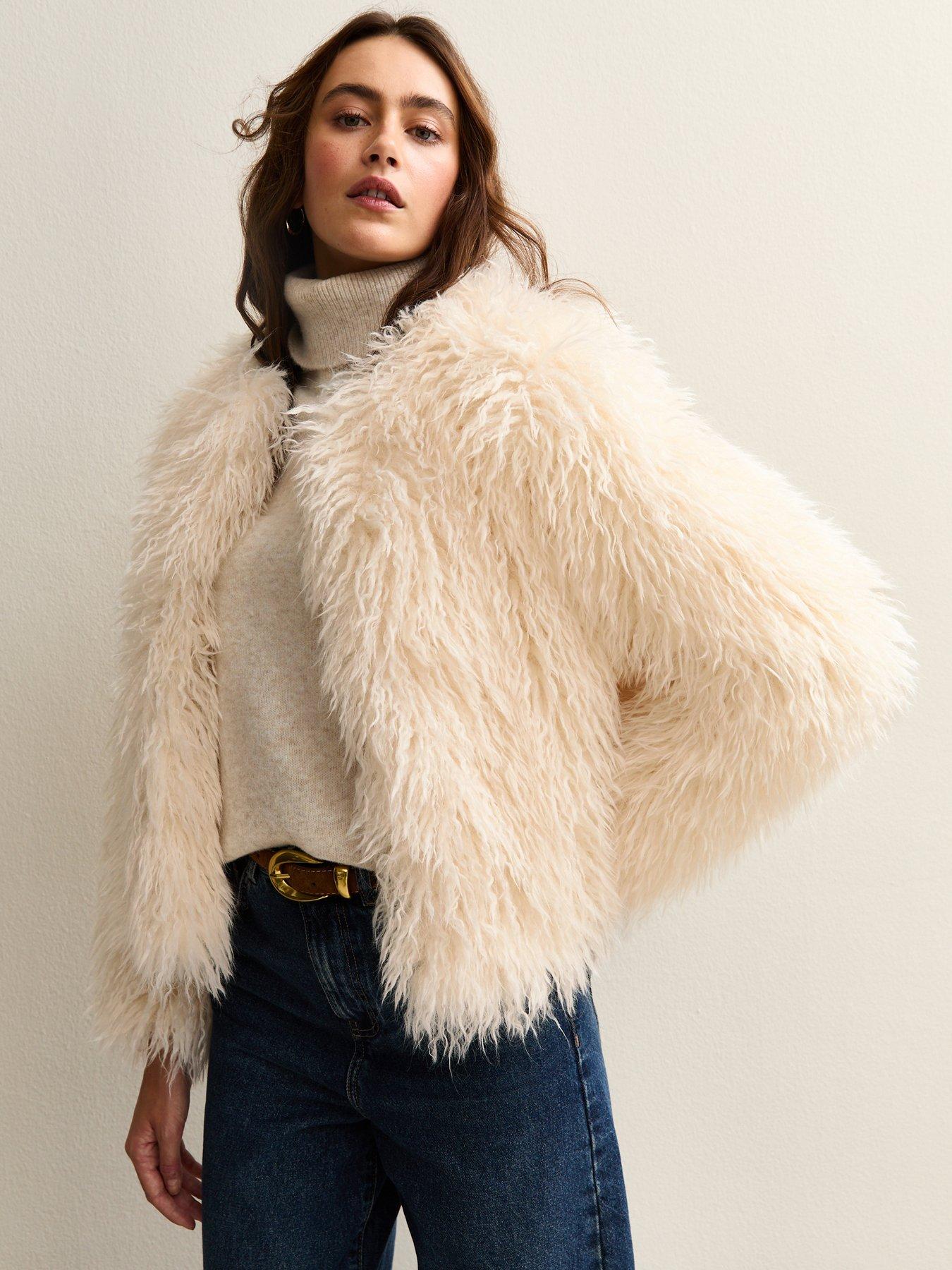 New Look Faux Fur Coat - Cream