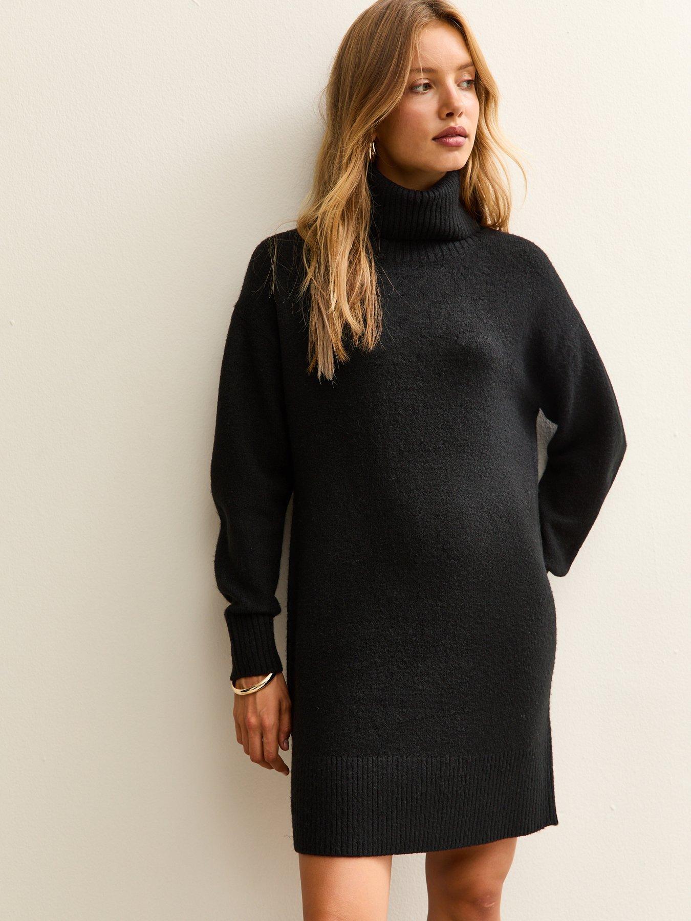 new look black knit dress Black Knit Dresses