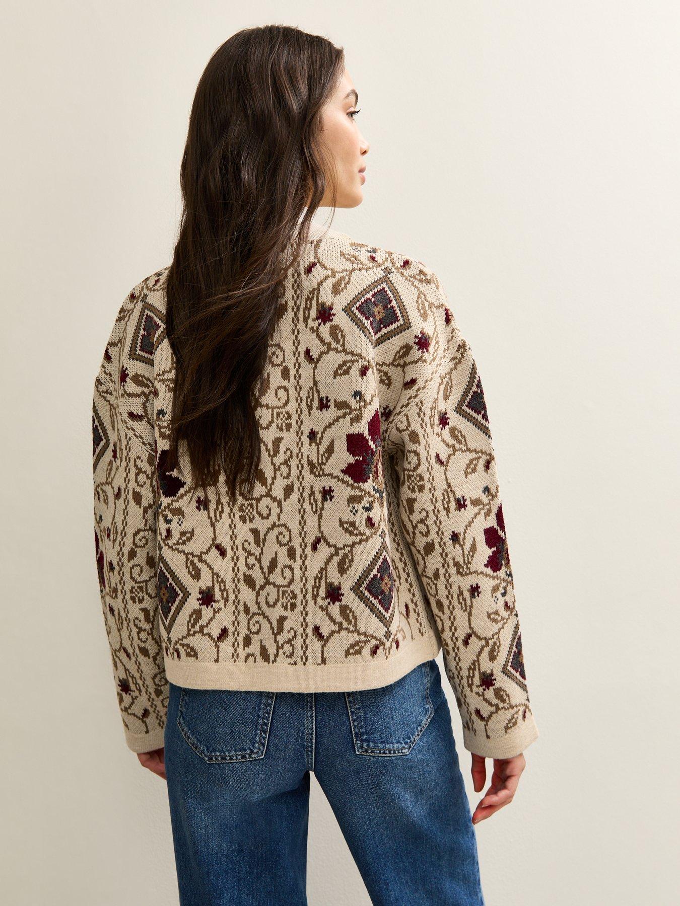 Image 2 of 6 of New Look Cream Tapestry Design Cardigan