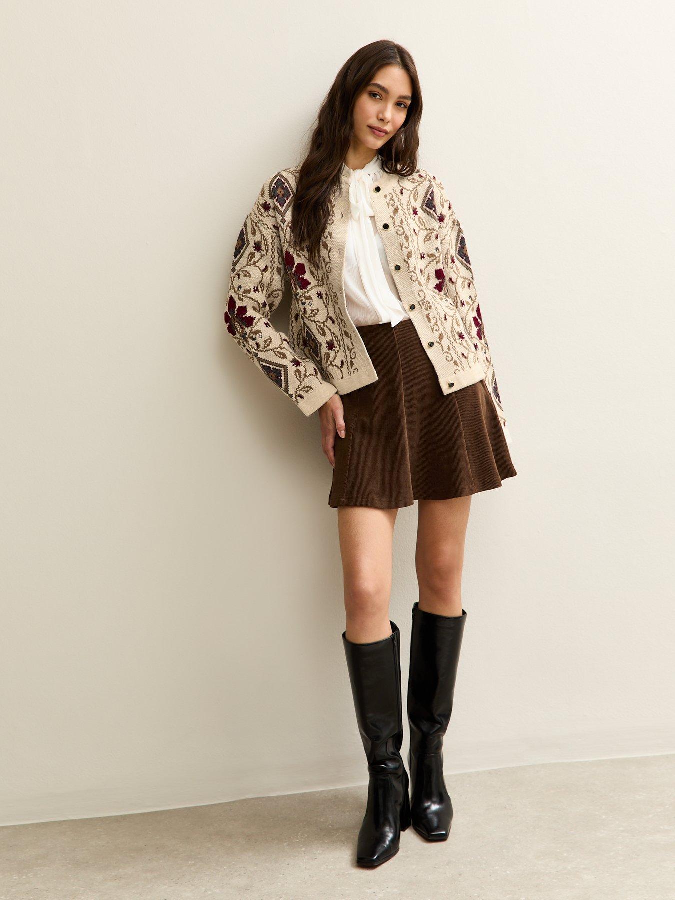 Image 5 of 6 of New Look Cream Tapestry Design Cardigan