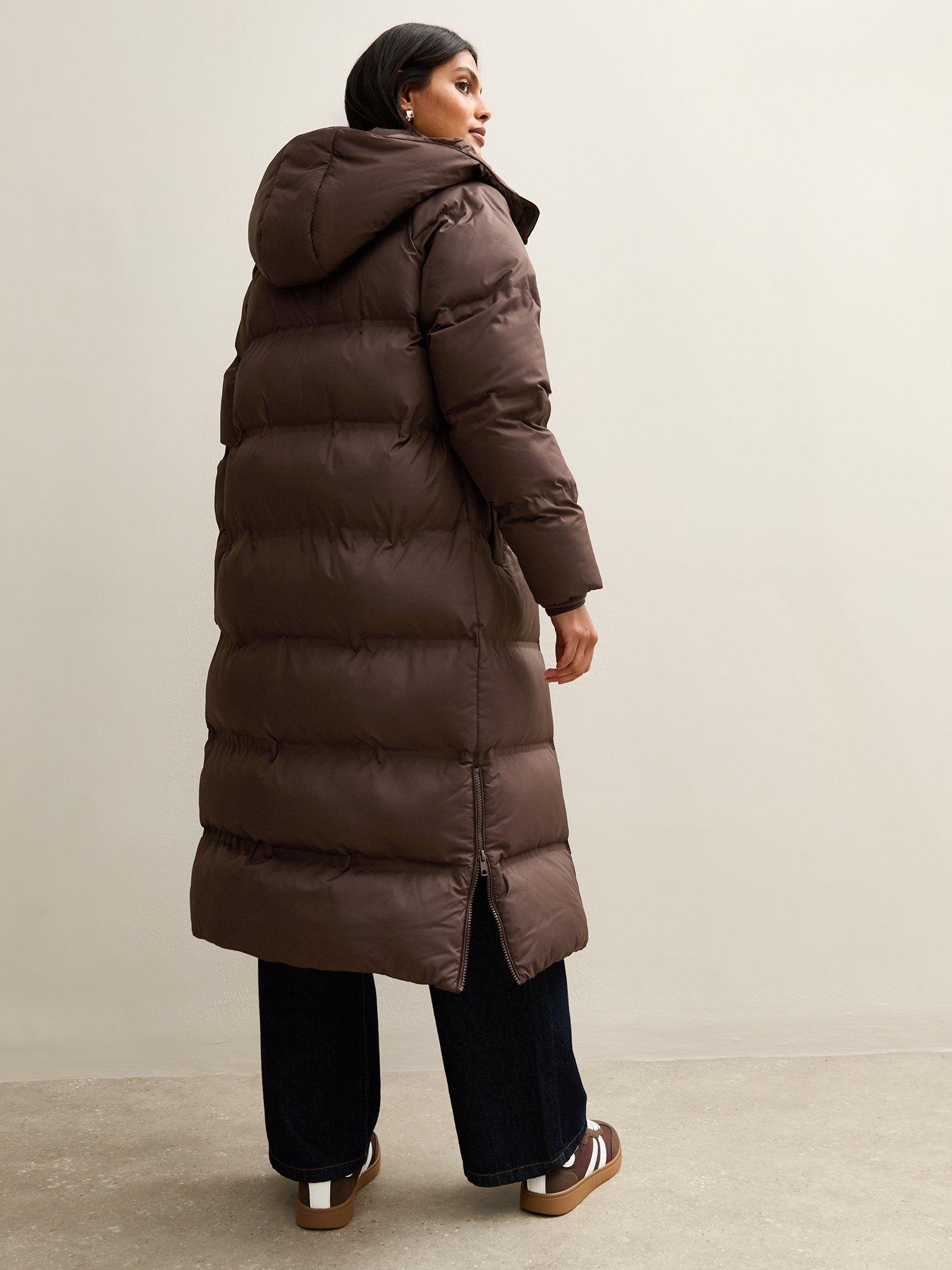 Image 2 of 6 of New Look Brown Longline Padded Puffer Coat