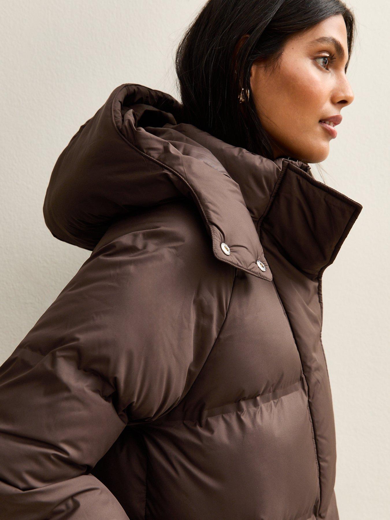 Image 4 of 6 of New Look Brown Longline Padded Puffer Coat