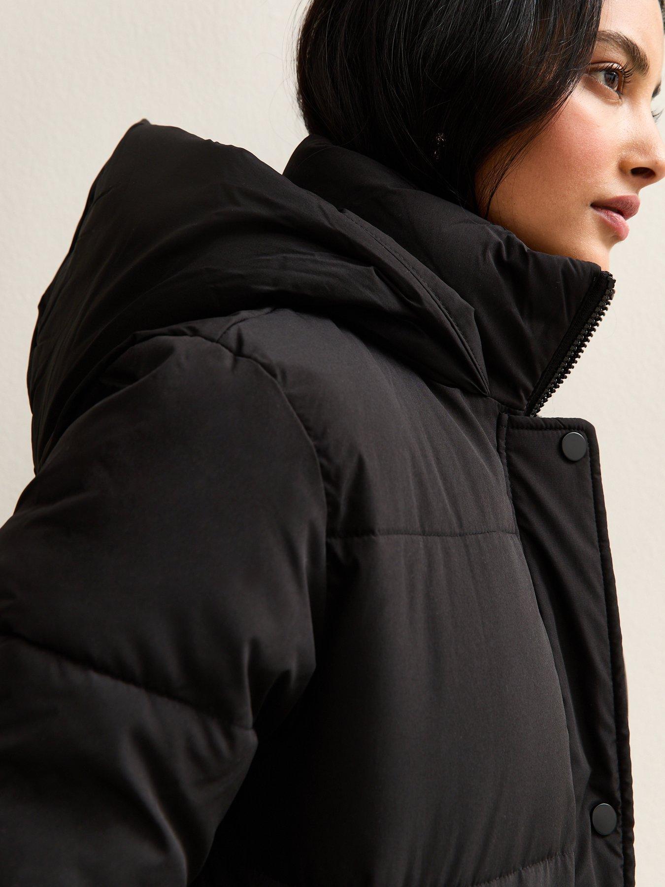 Image 4 of 6 of New Look Black Tiered Longline Puffer Jacket