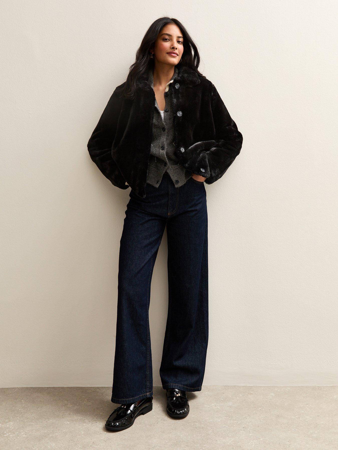 Image 3 of 6 of New Look Faux Fur Jacket - Black