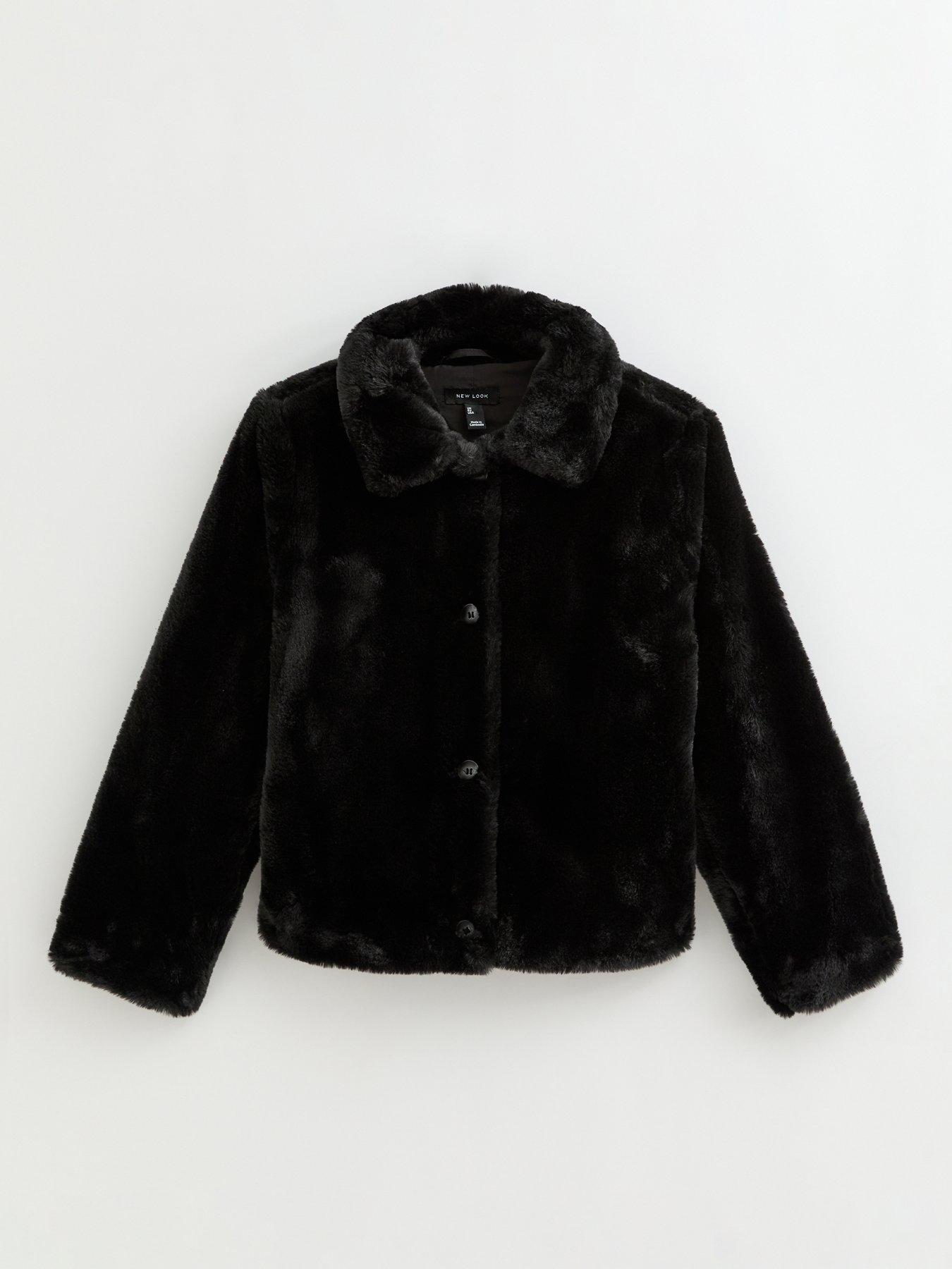 Image 5 of 6 of New Look Faux Fur Jacket - Black