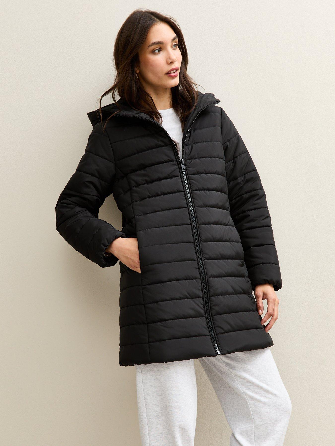 New Look Black Longline Hooded Puffer Jacket