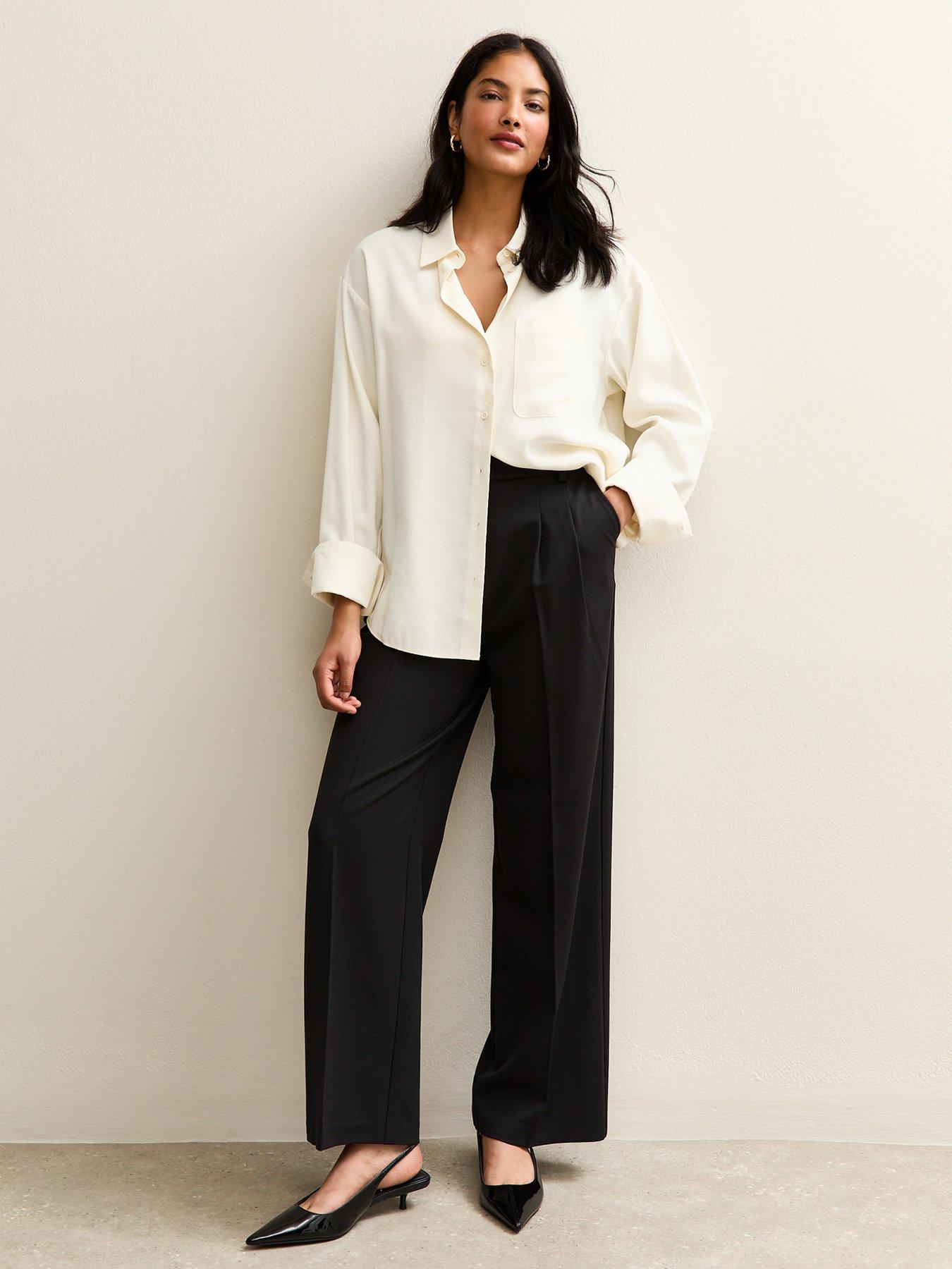New Look Black Pleated Front Wide Leg Trousers