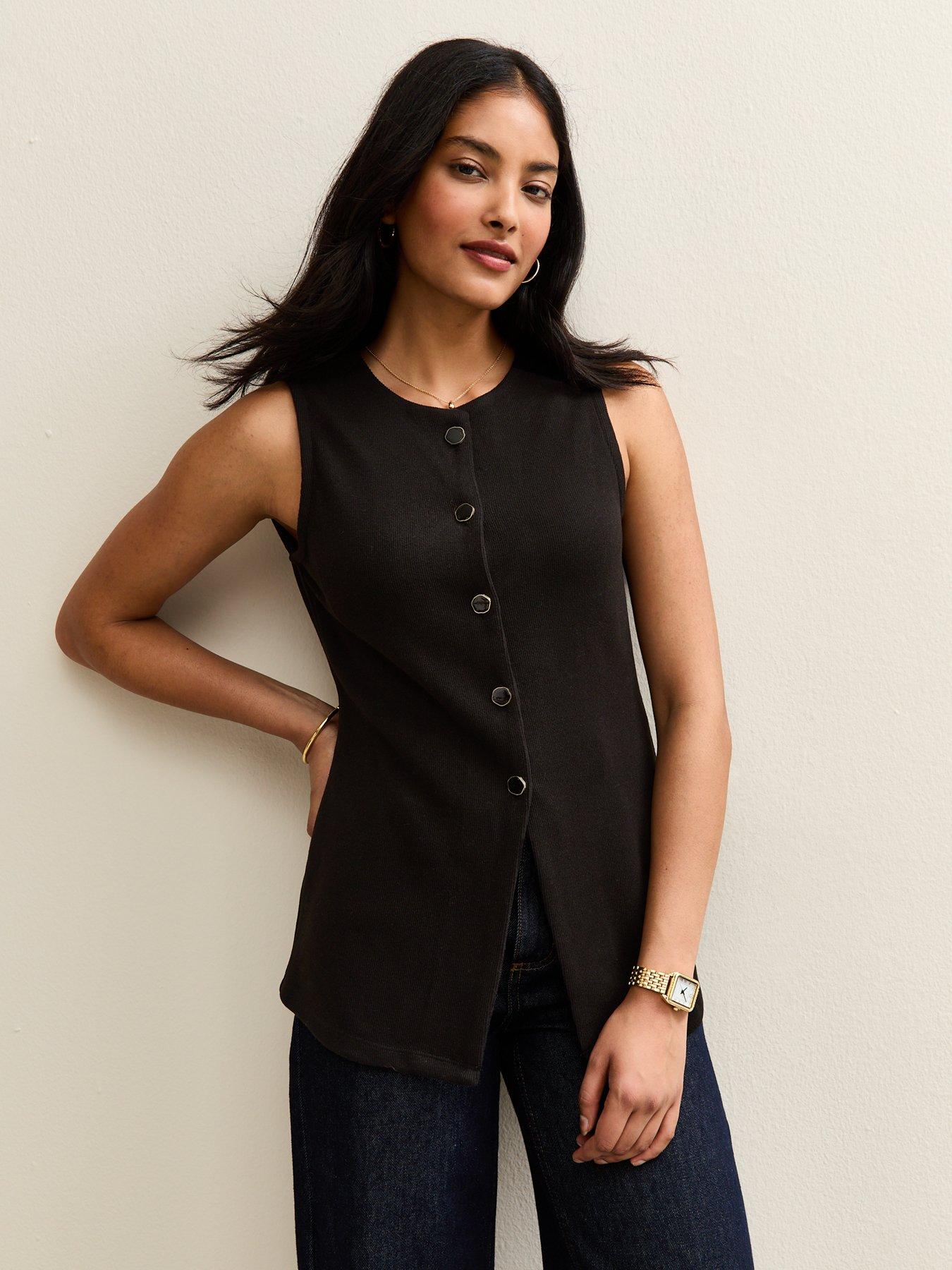 New Look Soft Touch Compact Button Up Waistcoat - Black