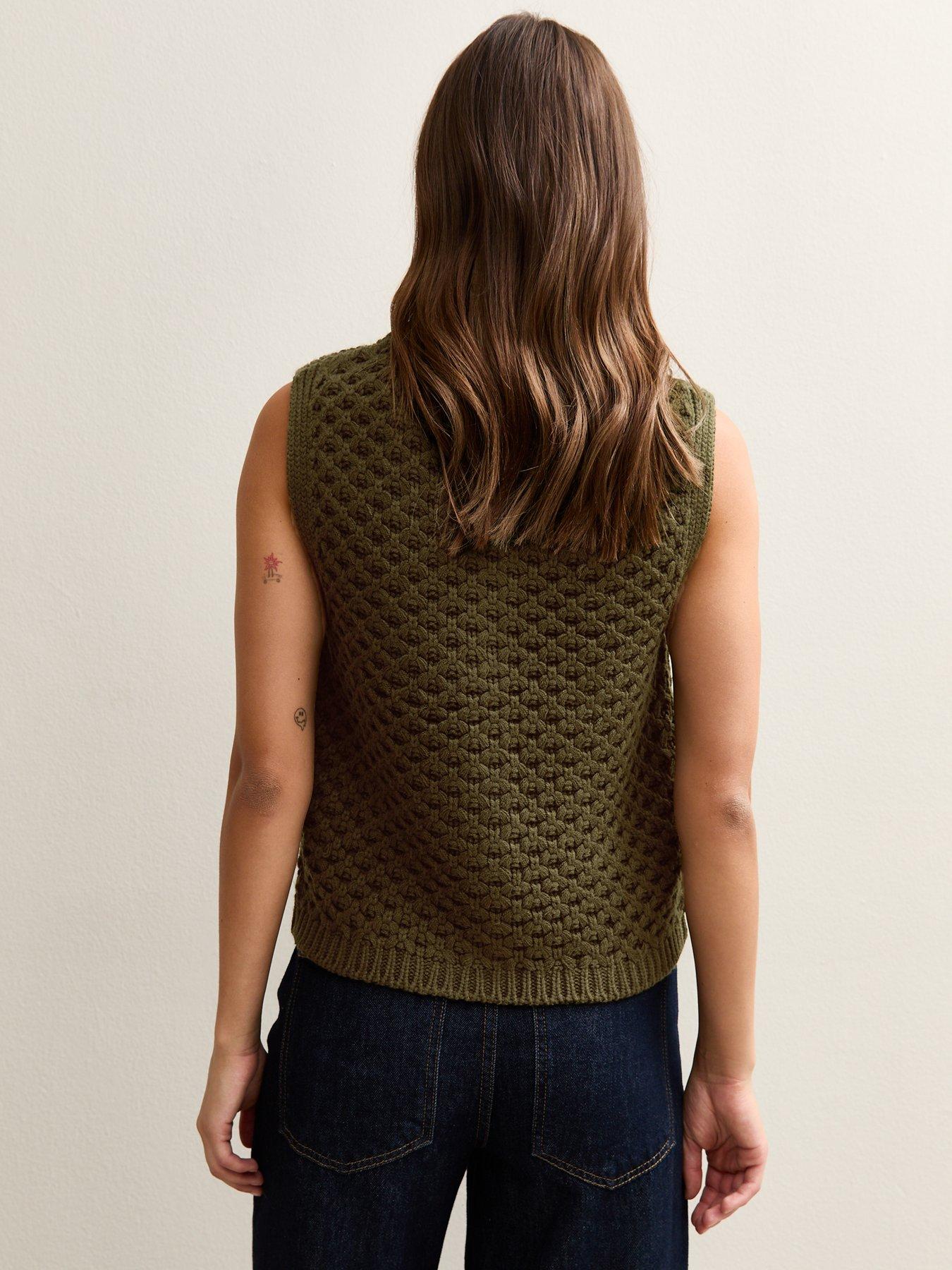 new-look-khaki-moss-stitch-buttoned-waistcoatstillFront
