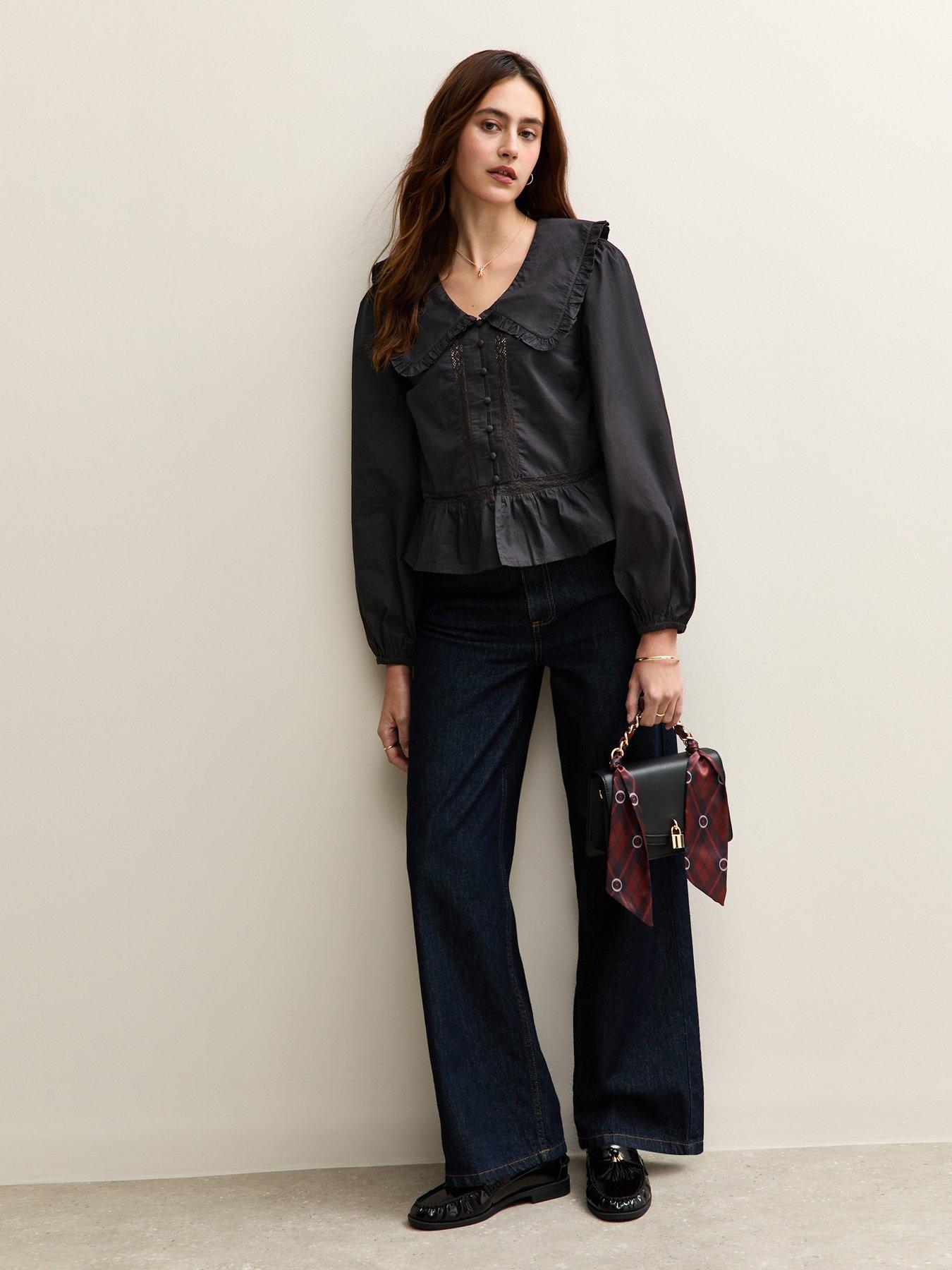 new-look-black-lace-insert-oversized-collar-shirtback