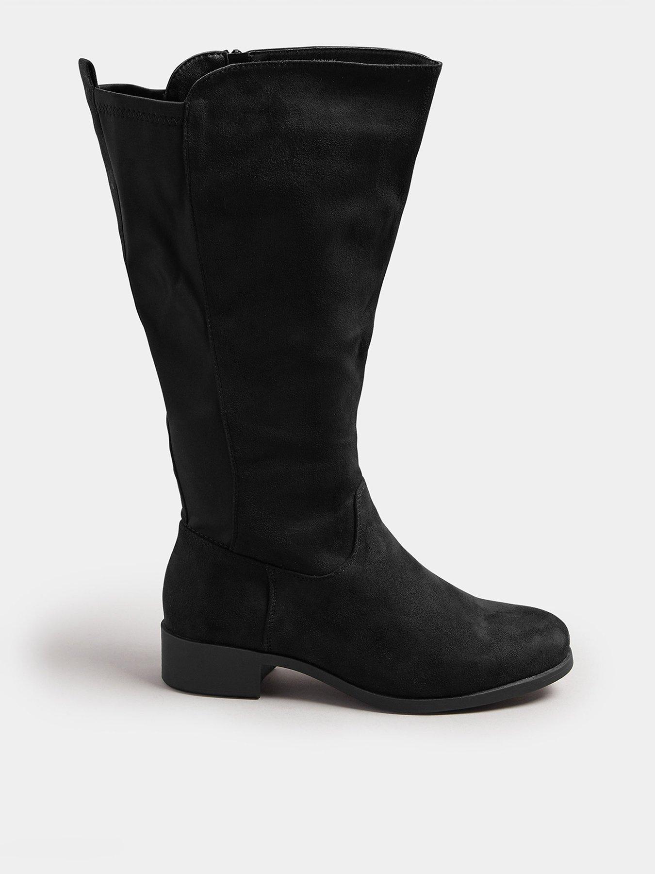 yours-extra-wide-fit-stretch-knee-high-boot-blackfront
