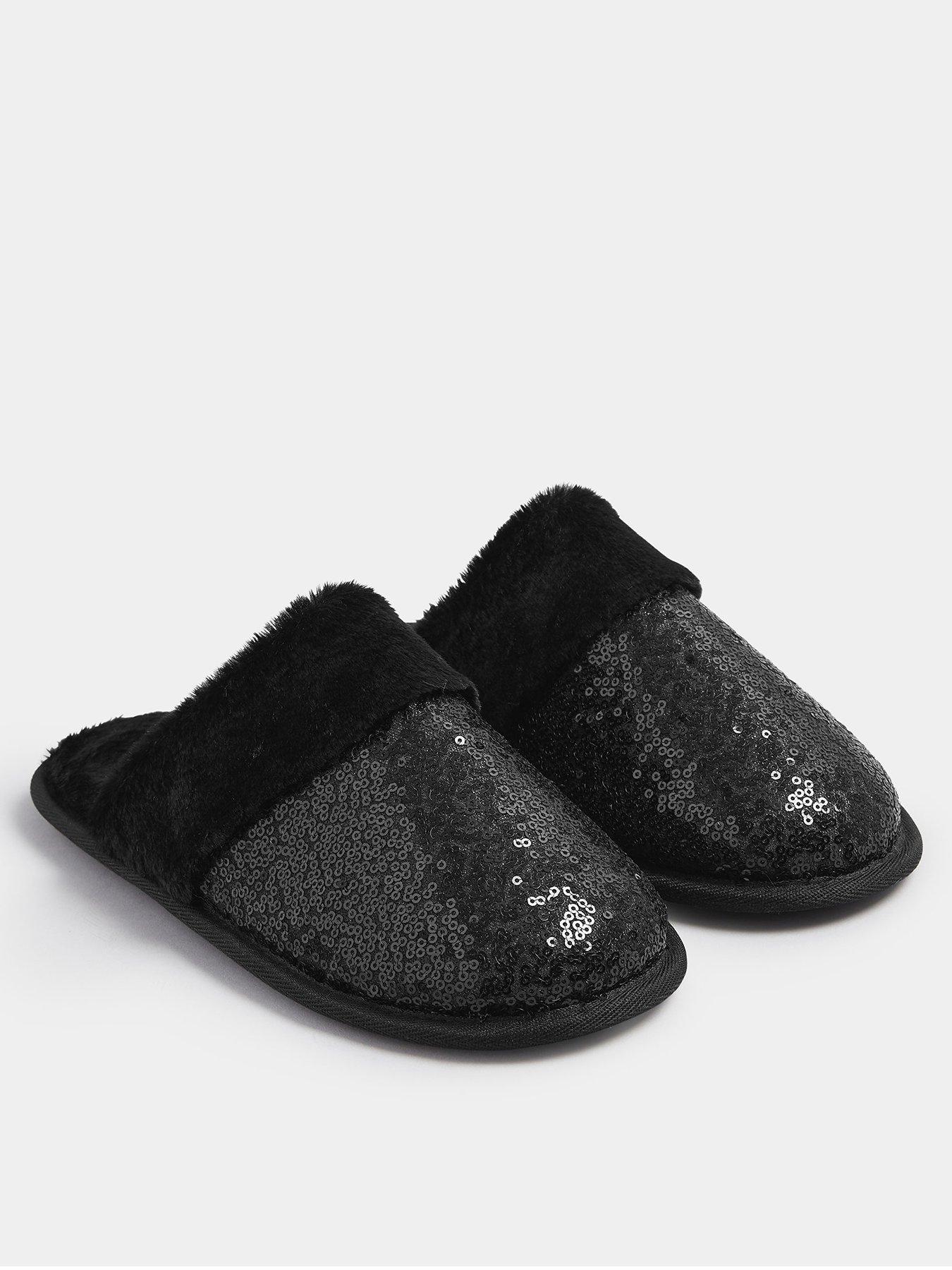 yours-curve-sequin-slipper-blackstillFront