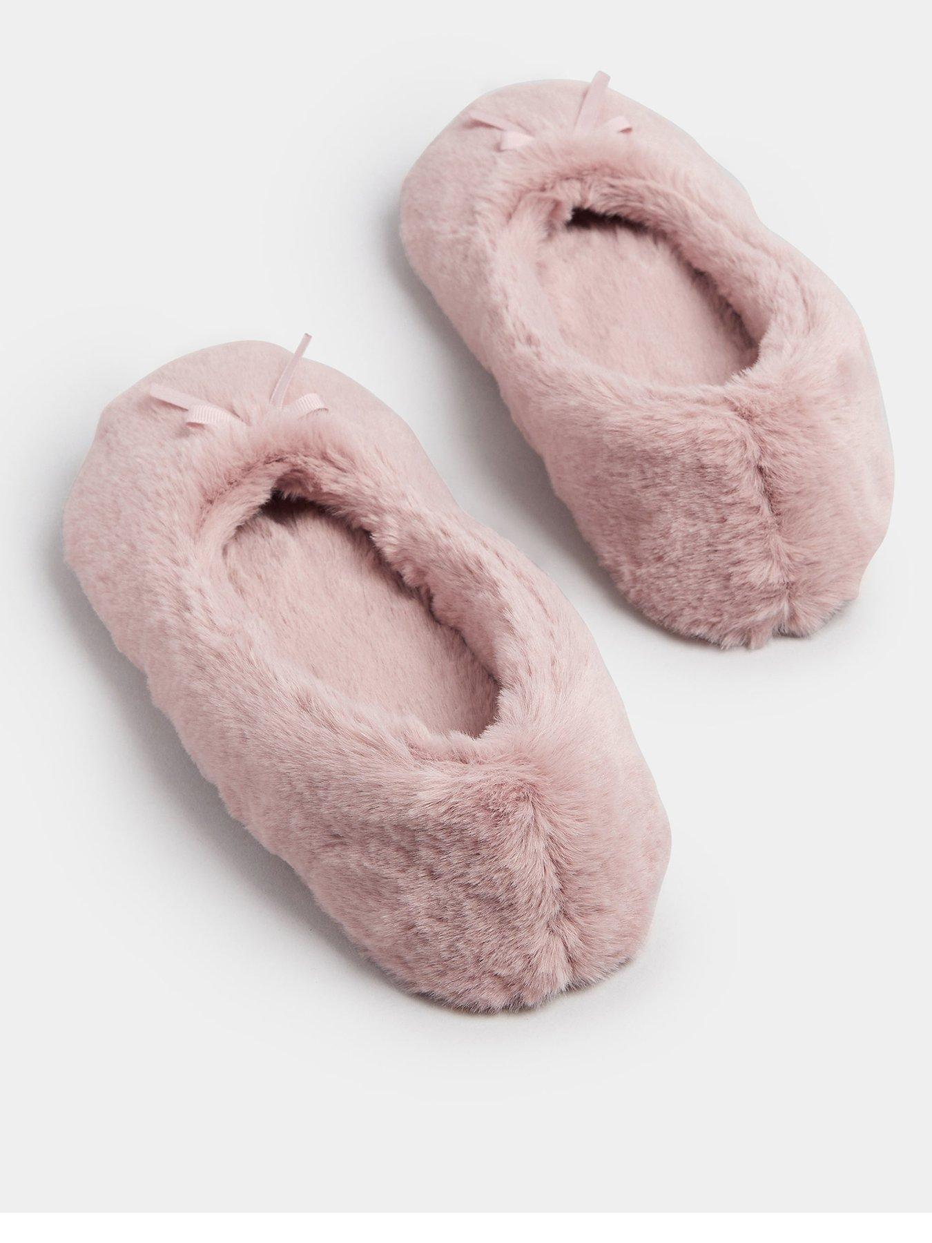 yours-curve-bow-plush-ballet-slipper-pinkback